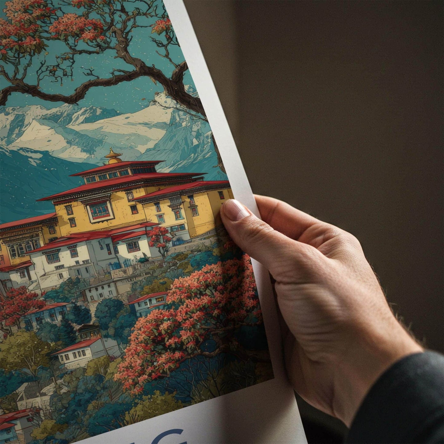 Tawang Poster - India Travel Art - Arunachal Pradesh Monastery Home Decor