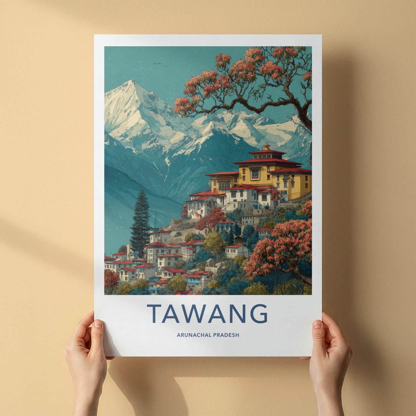 Tawang Poster - India Travel Art - Arunachal Pradesh Monastery Home Decor