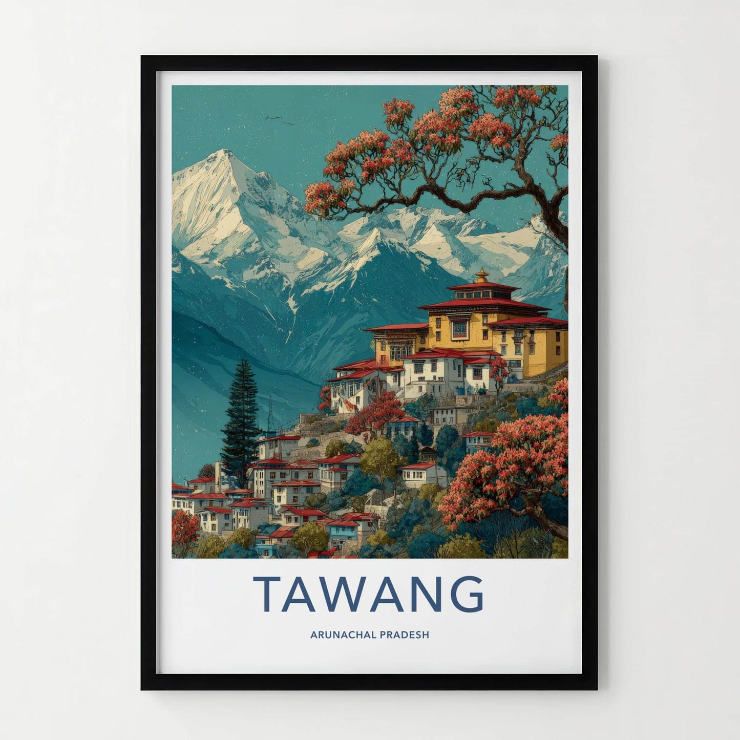 Tawang Poster - India Travel Art - Arunachal Pradesh Monastery Home Decor