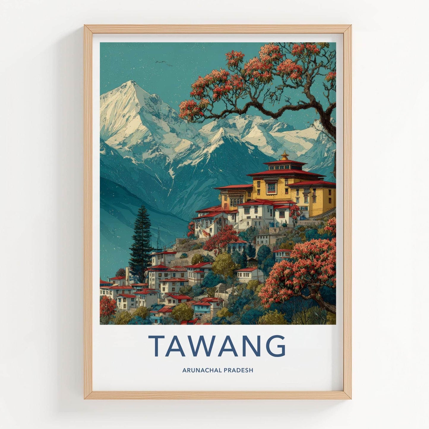 Tawang Poster - India Travel Art - Arunachal Pradesh Monastery Home Decor