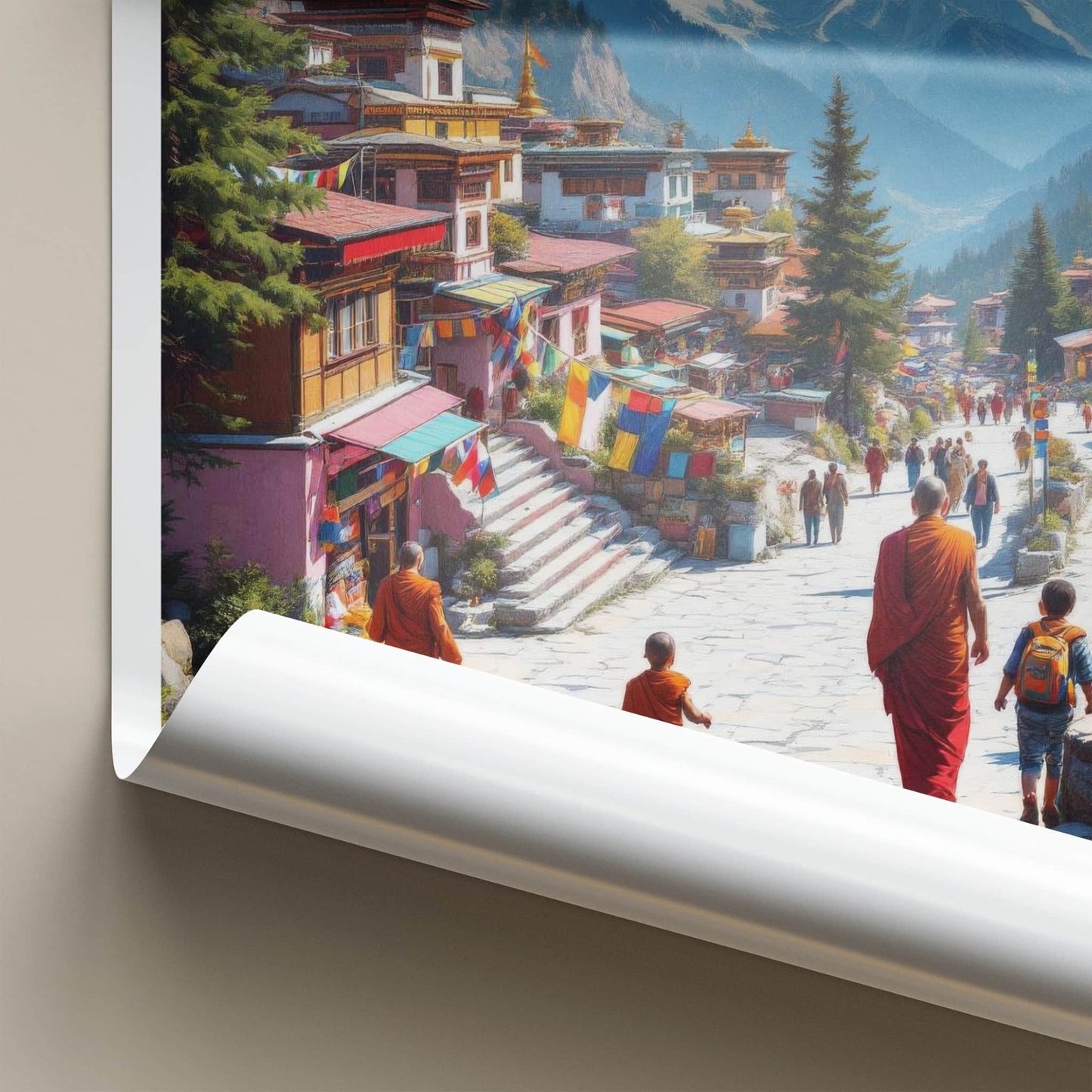 Tawang Poster - India Travel Art - Arunachal Pradesh Mountain Village Home Decor