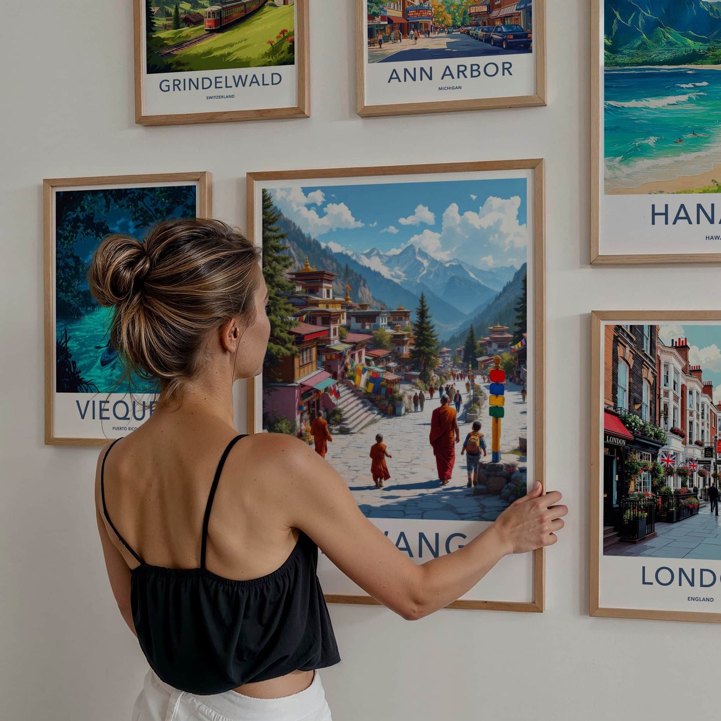 Tawang Poster - India Travel Art - Arunachal Pradesh Mountain Village Home Decor