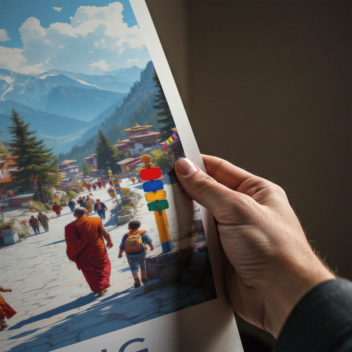 Tawang Poster - India Travel Art - Arunachal Pradesh Mountain Village Home Decor