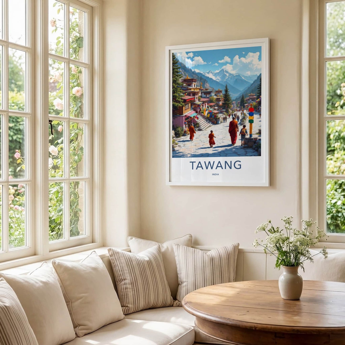 Tawang Poster - India Travel Art - Arunachal Pradesh Mountain Village Home Decor