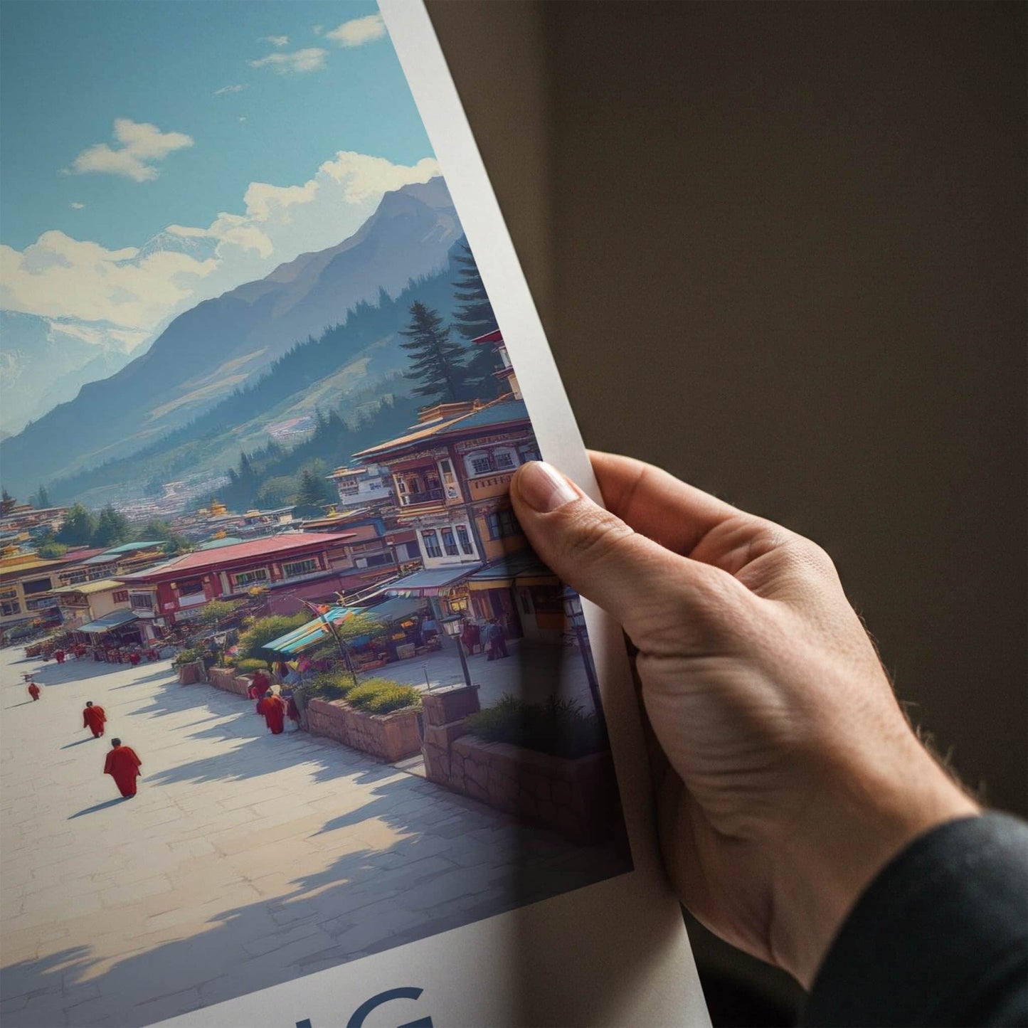 Tawang Poster - India Travel Art - Himalayan Town Monks Home Decor