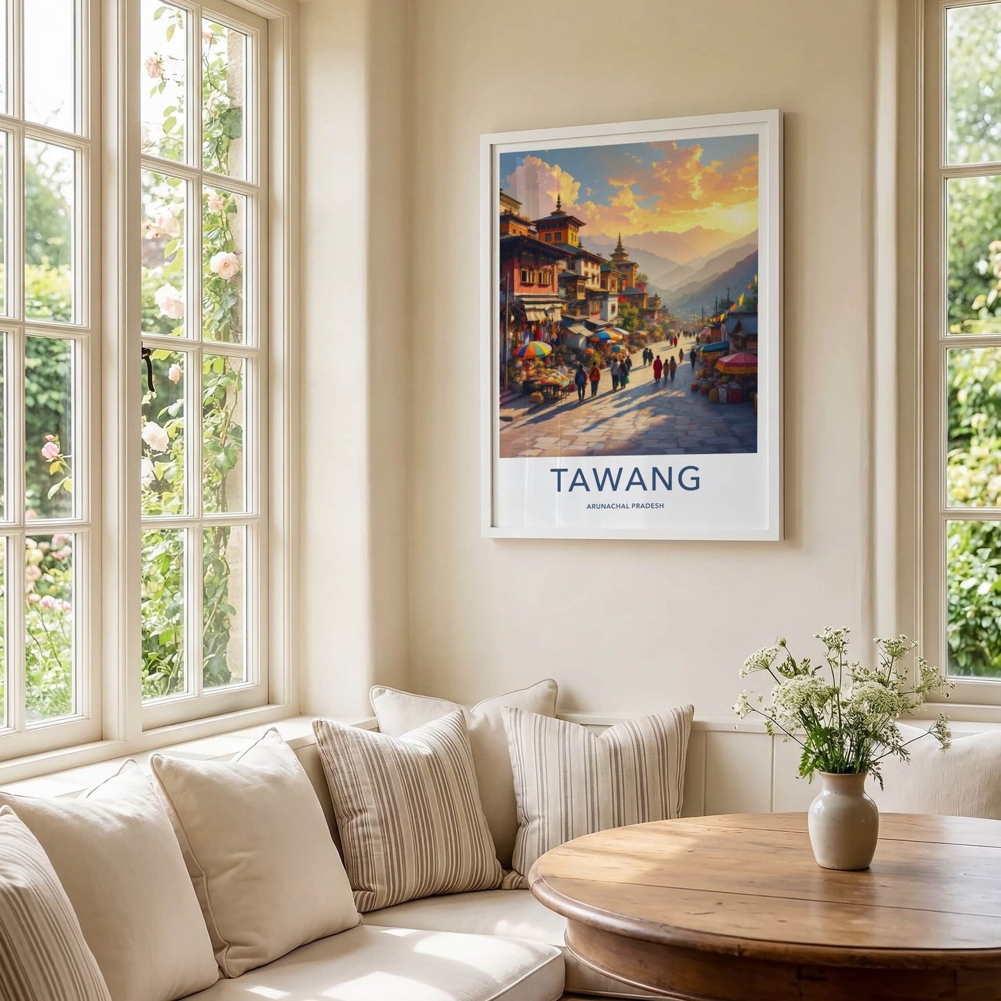 Tawang Poster - India Wall Art - Arunachal Pradesh Lively Street Market Gift