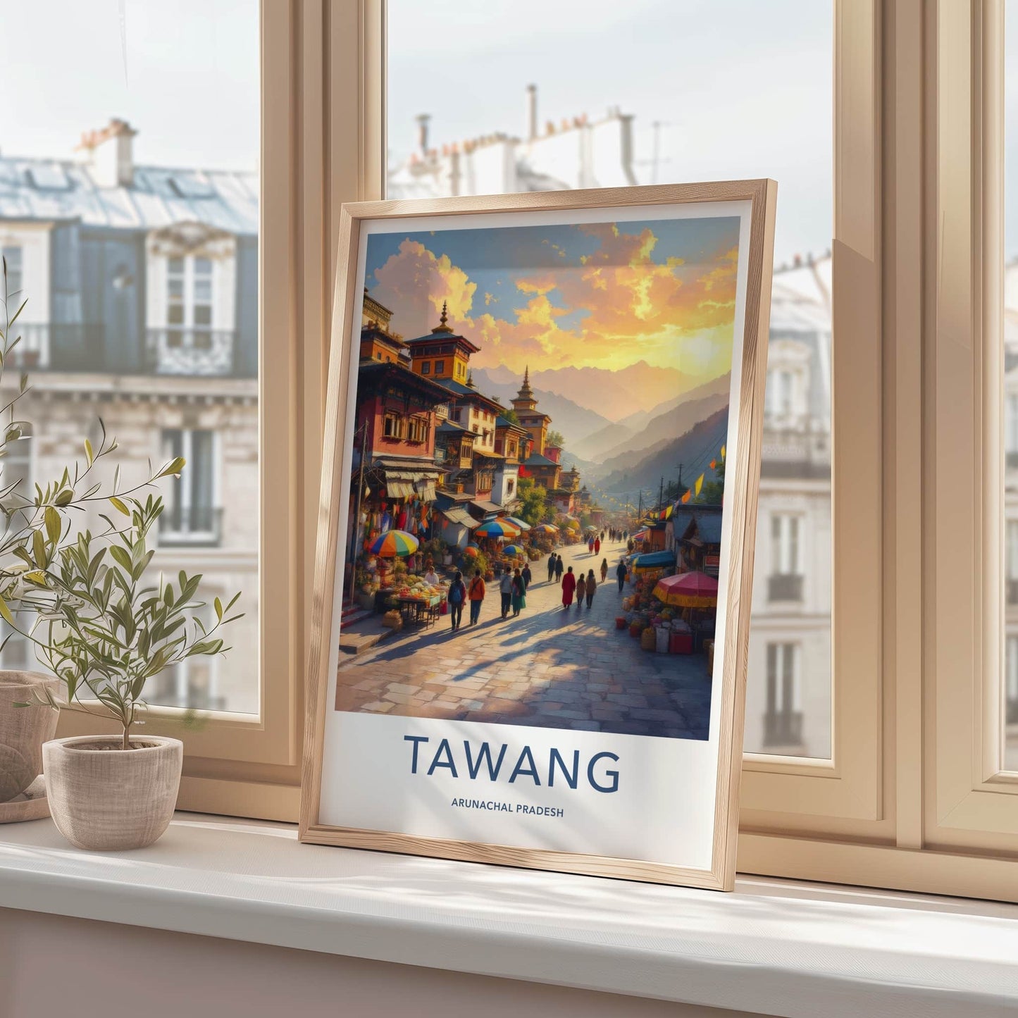 Tawang Poster - India Wall Art - Arunachal Pradesh Lively Street Market Gift