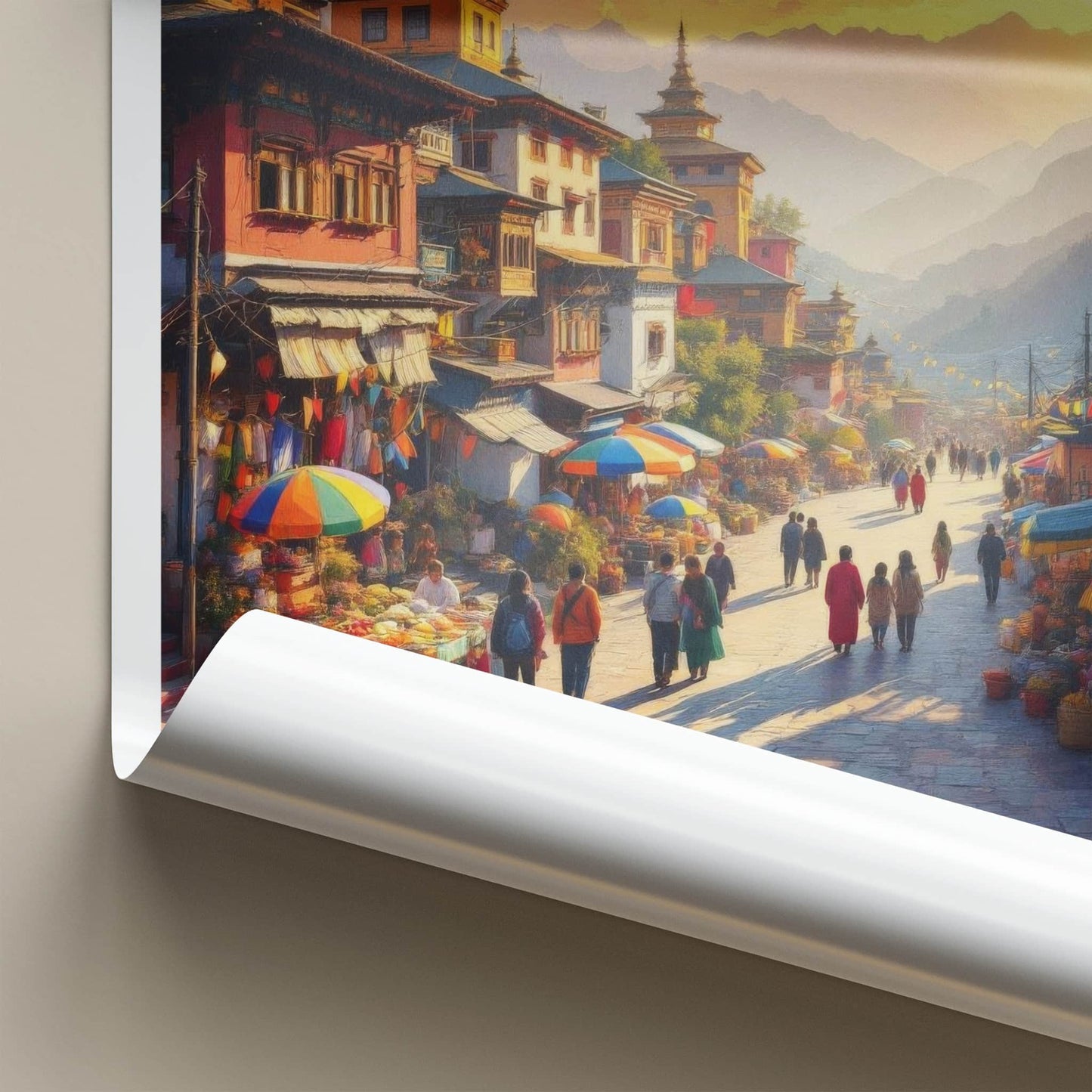 Tawang Poster - India Wall Art - Arunachal Pradesh Lively Street Market Gift