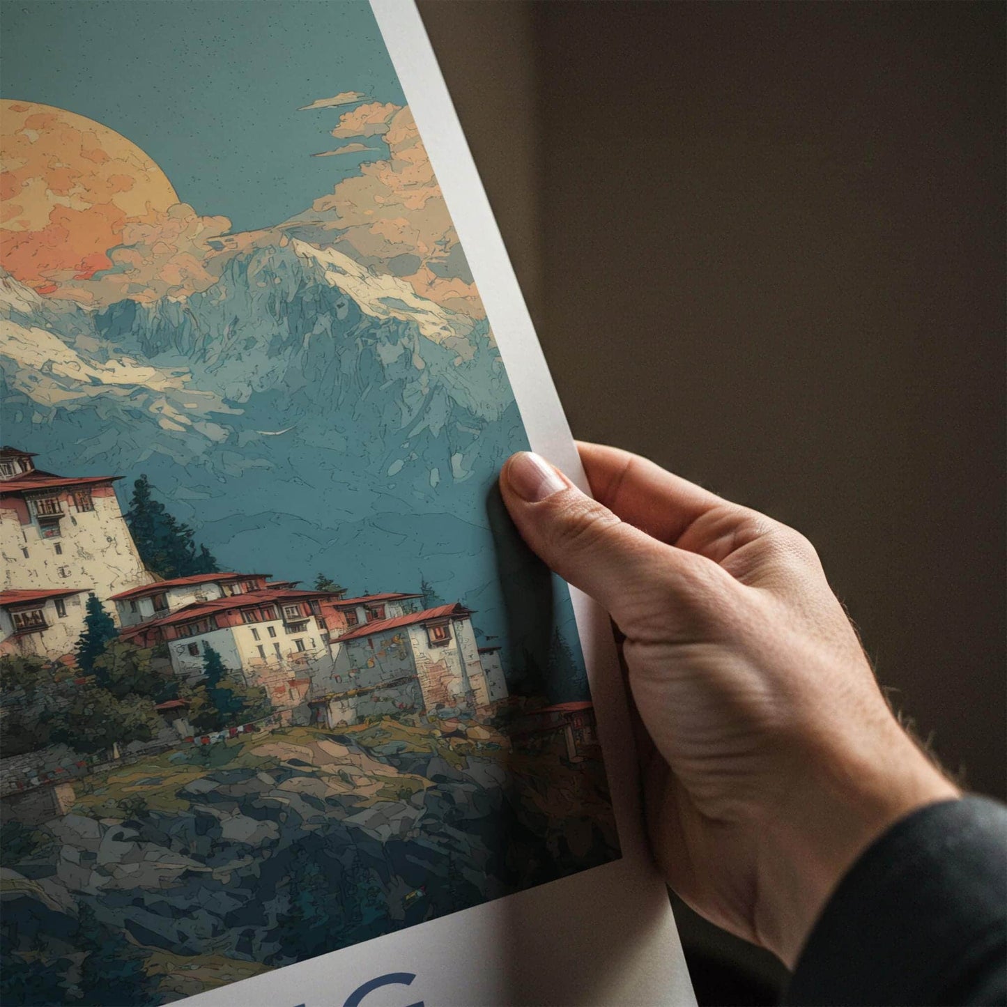 Tawang Poster - India Wall Art - Arunachal Pradesh Monastery Sunset Gift