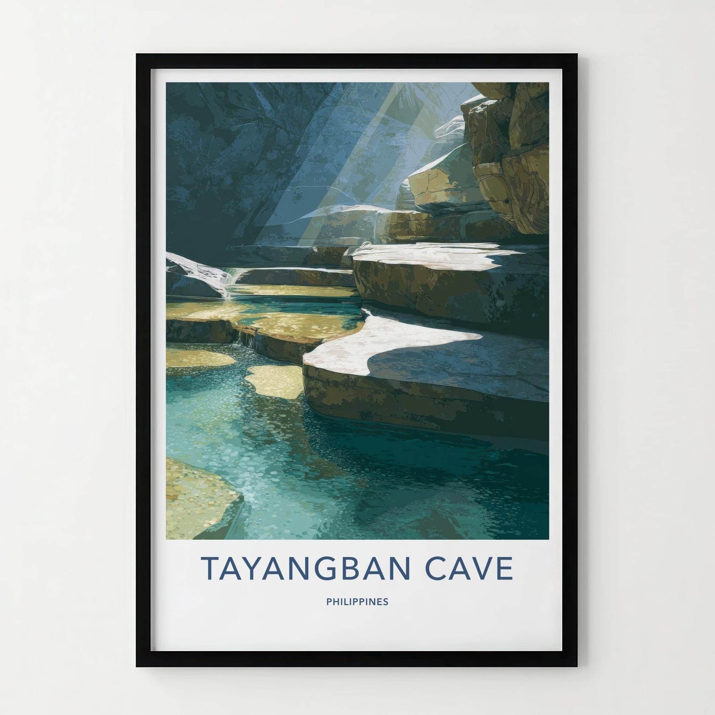 Tayangban Cave Poster - Philippines Travel Art - Sunlit Cave Pools Home Decor