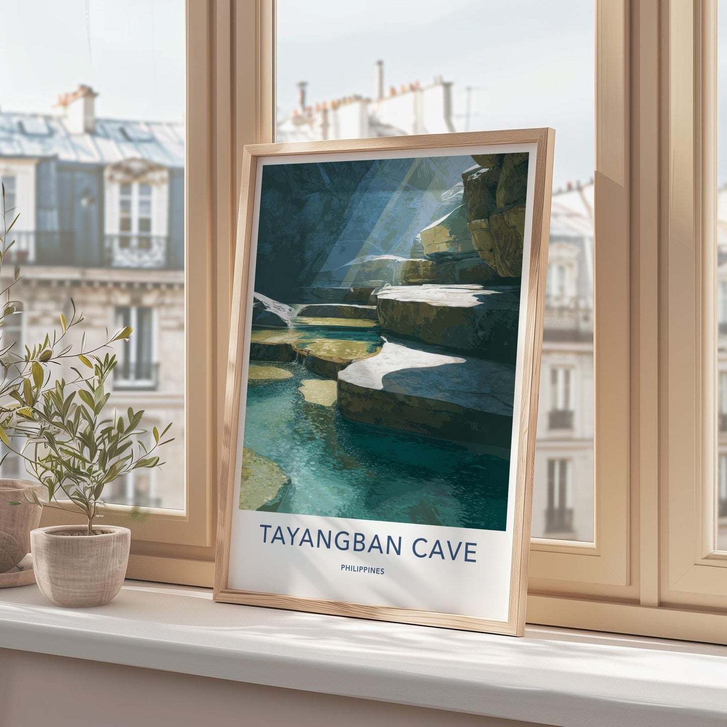 Tayangban Cave Poster - Philippines Travel Art - Sunlit Cave Pools Home Decor