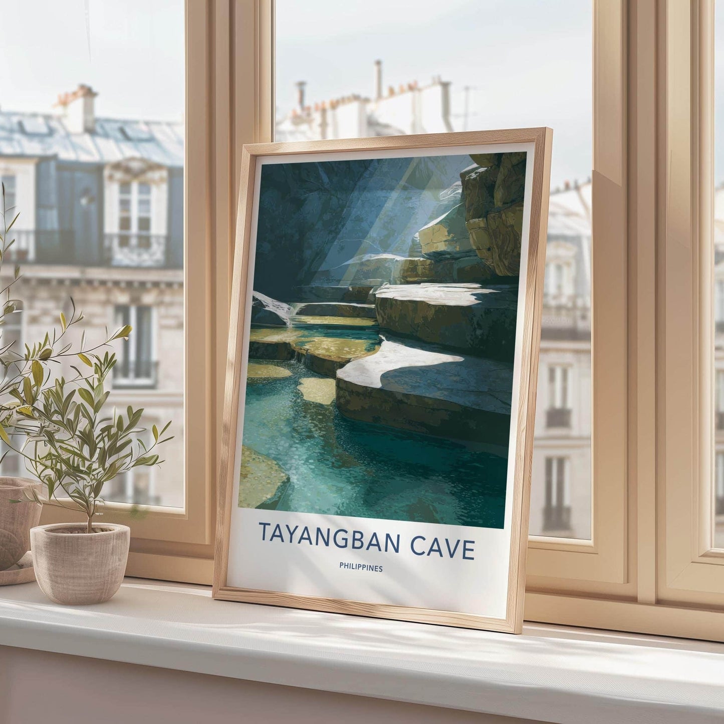 Tayangban Cave Poster - Philippines Travel Art - Sunlit Cave Pools Home Decor