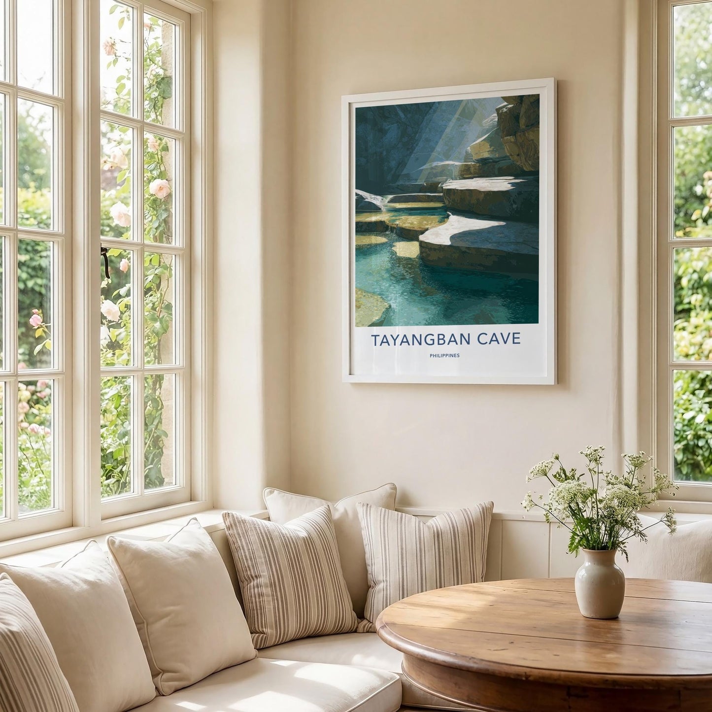 Tayangban Cave Poster - Philippines Travel Art - Sunlit Cave Pools Home Decor