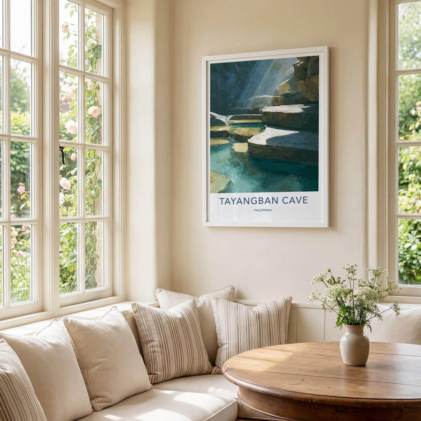 Tayangban Cave Poster - Philippines Travel Art - Sunlit Cave Pools Home Decor