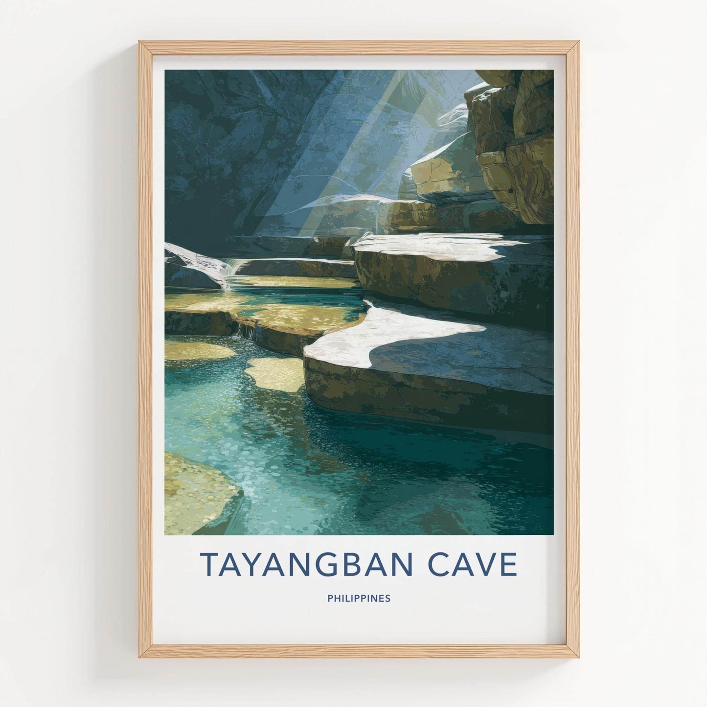 Tayangban Cave Poster - Philippines Travel Art - Sunlit Cave Pools Home Decor