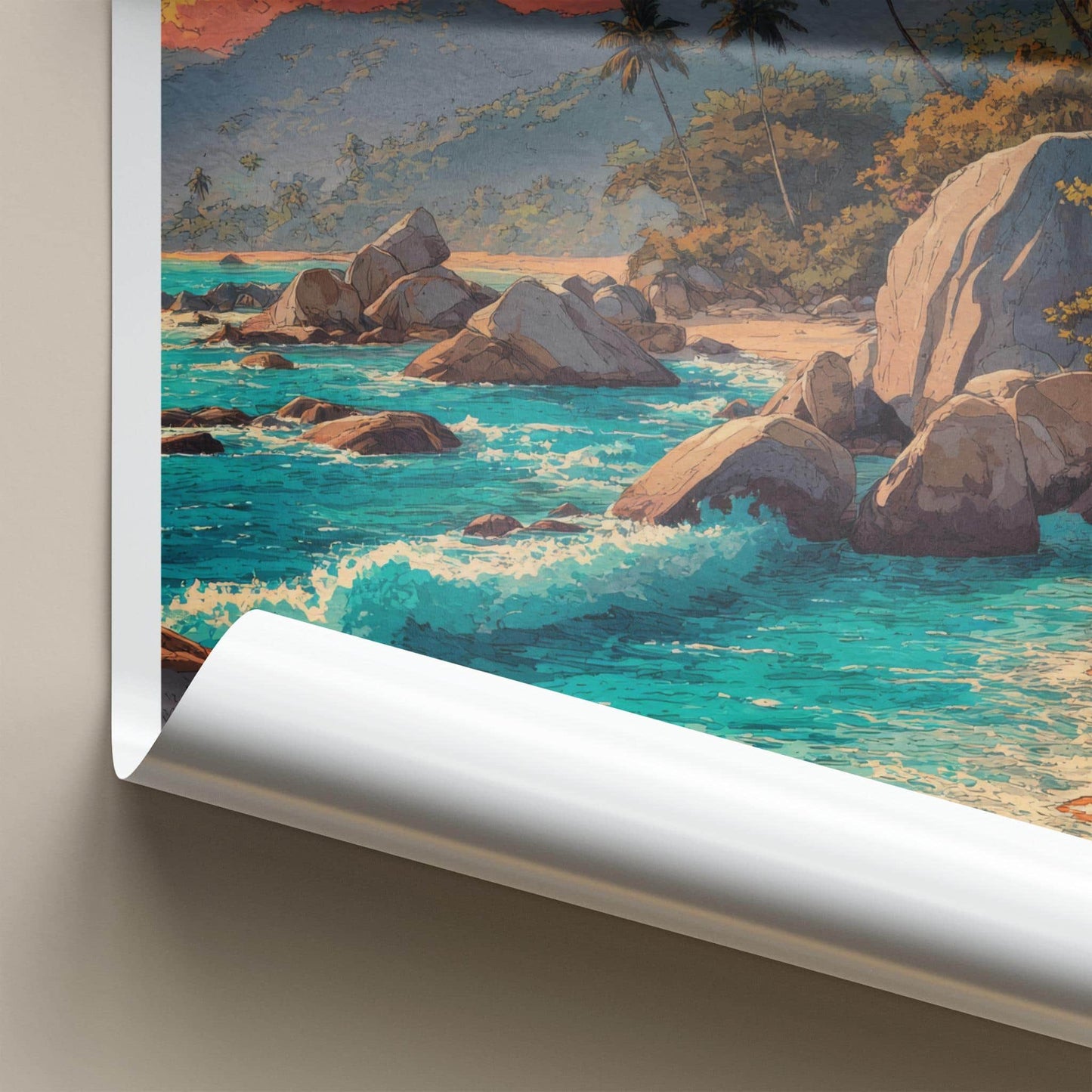 Tayrona Poster - Colombia Framed Print - Palm Beach Sunset Lounge Decor
