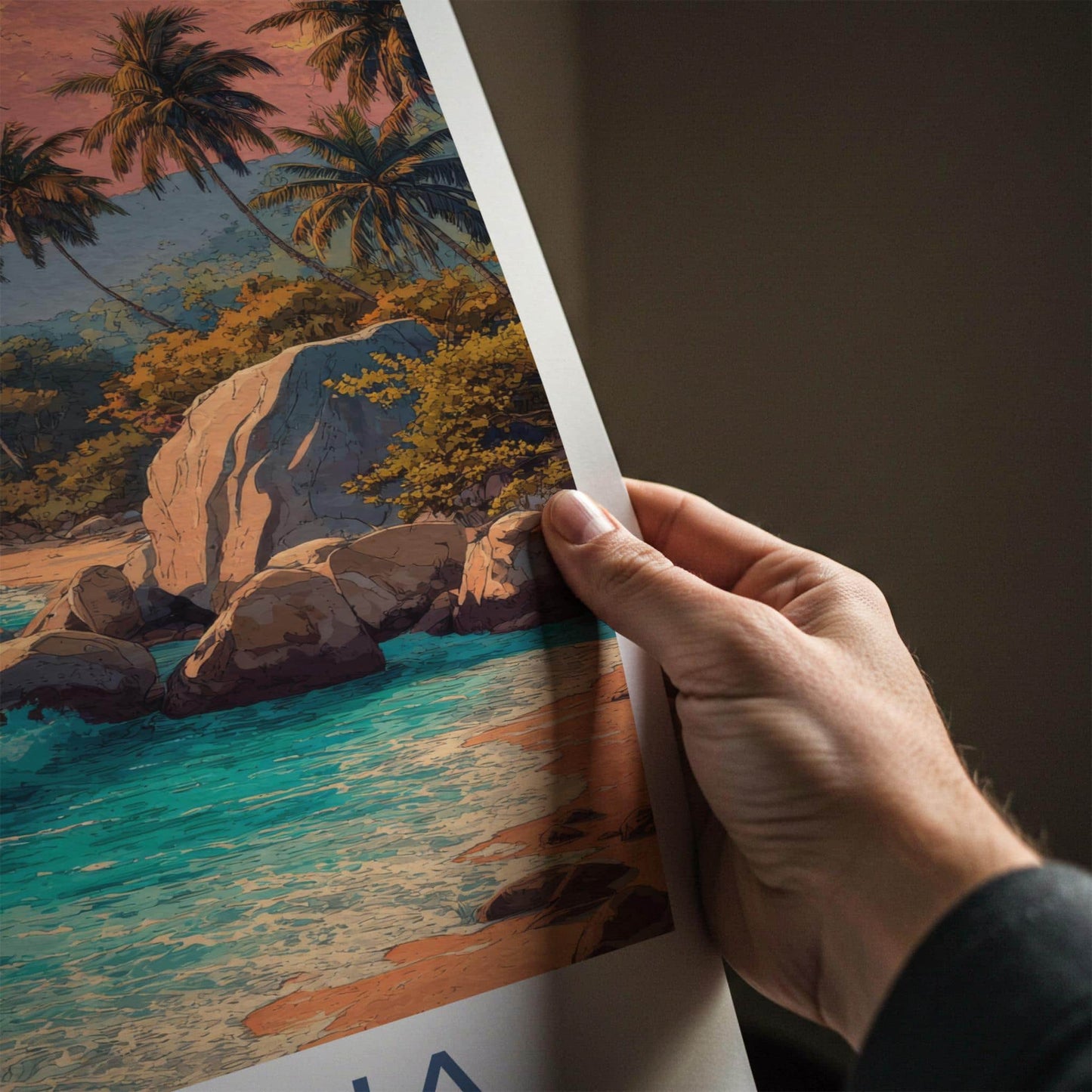 Tayrona Poster - Colombia Framed Print - Palm Beach Sunset Lounge Decor