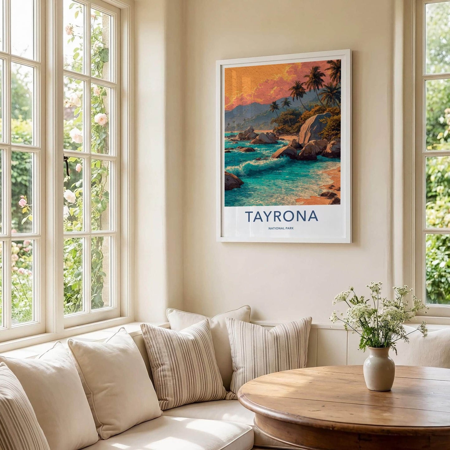 Tayrona Poster - Colombia Framed Print - Palm Beach Sunset Lounge Decor