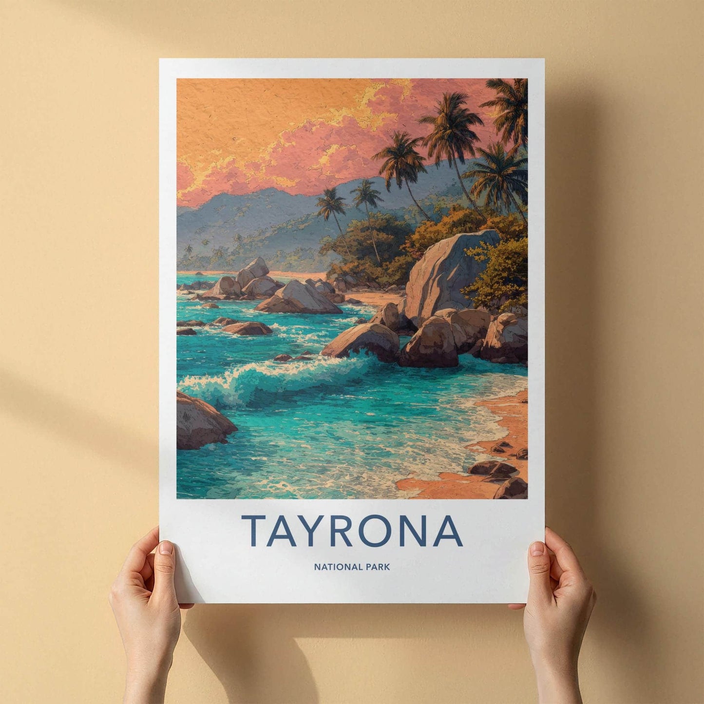Tayrona Poster - Colombia Framed Print - Palm Beach Sunset Lounge Decor