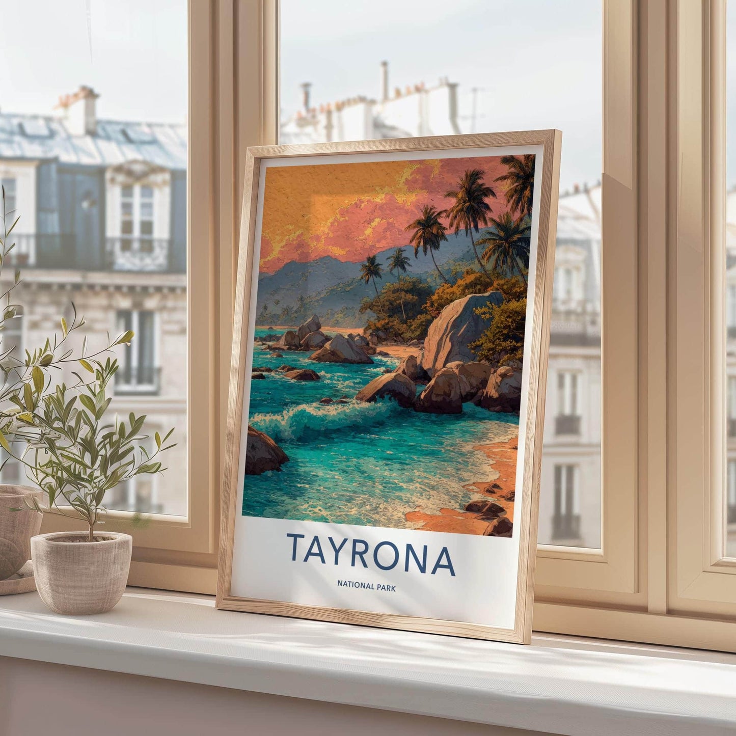 Tayrona Poster - Colombia Framed Print - Palm Beach Sunset Lounge Decor