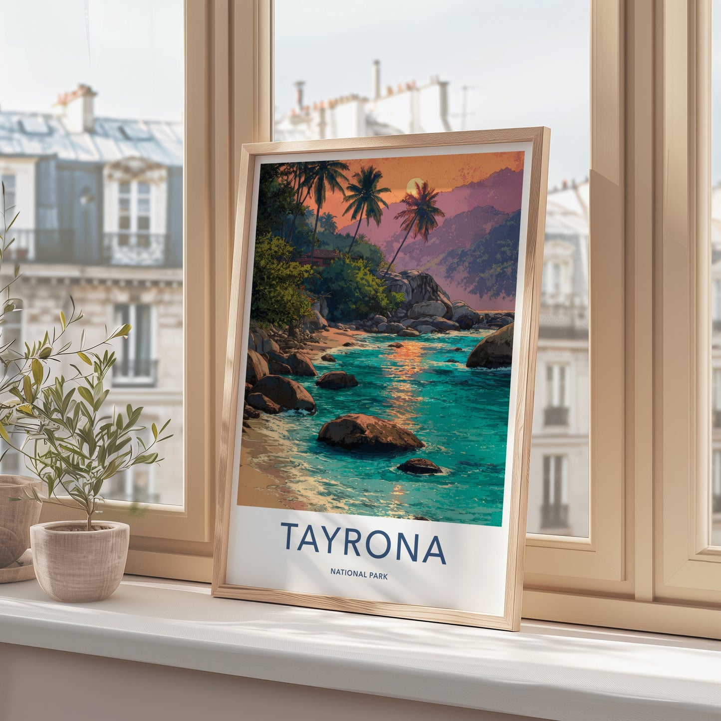 Tayrona Poster - Colombia Palm Trees Sunset Wall Decor