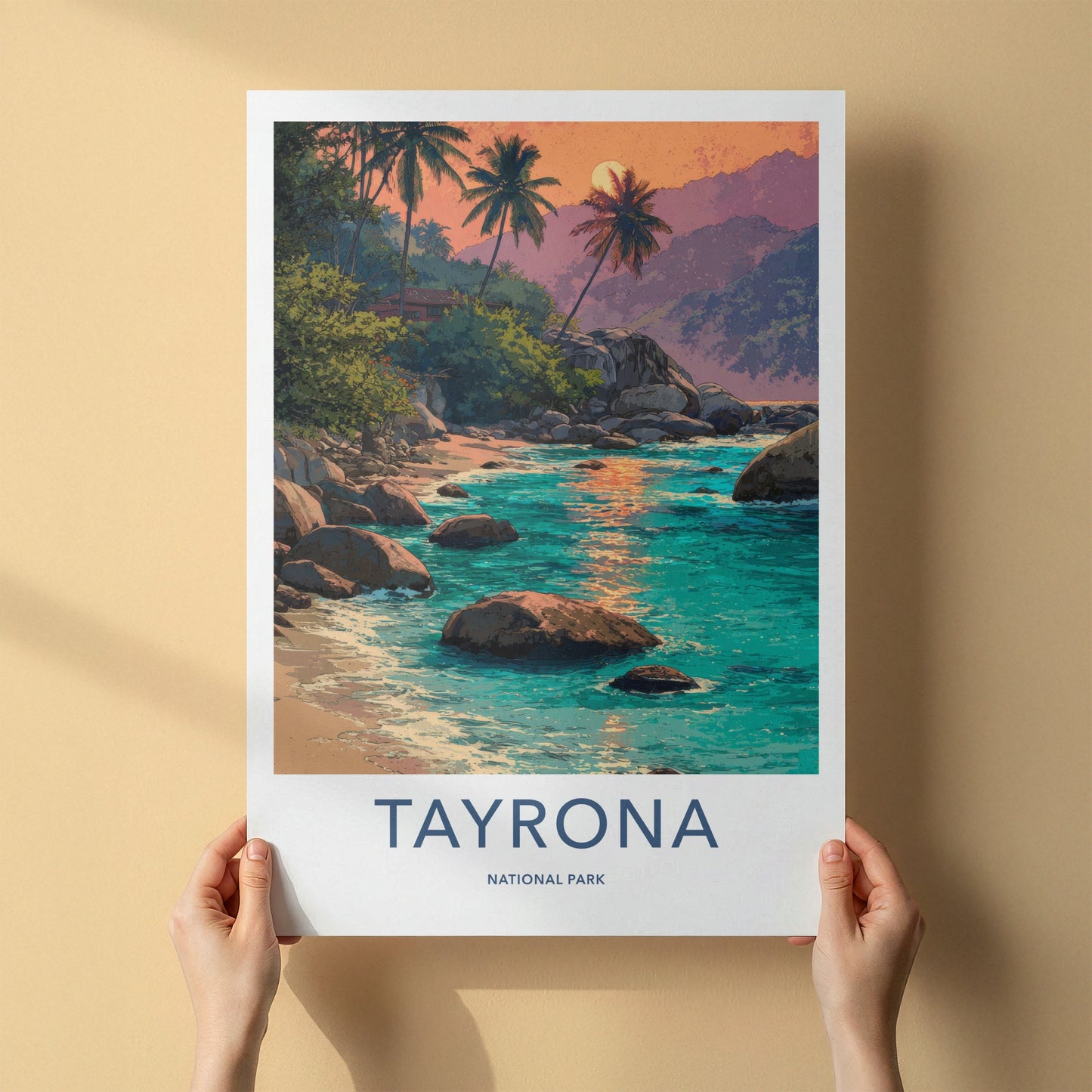 Tayrona Poster - Colombia Palm Trees Sunset Wall Decor