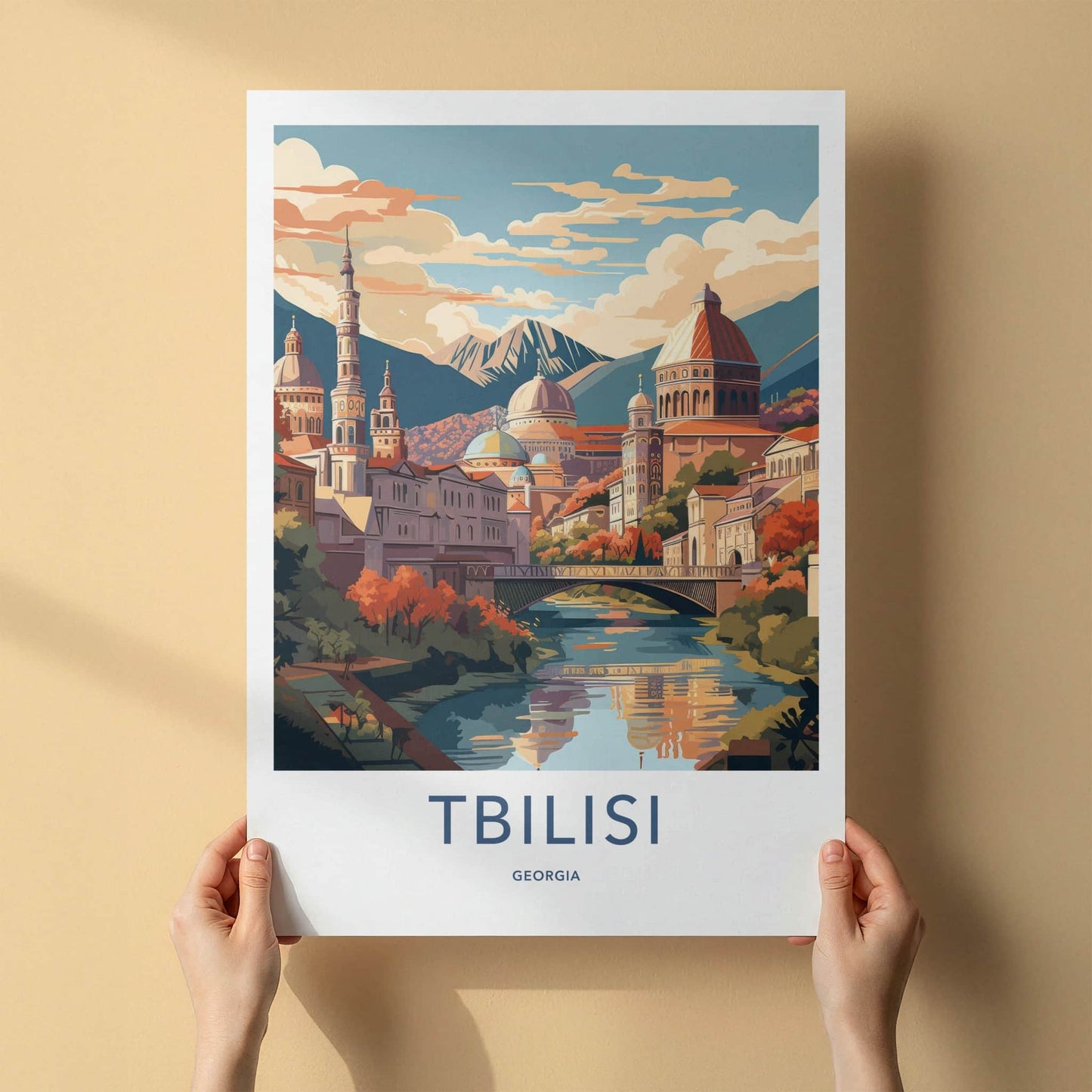 Tbilisi Poster - Georgia Travel Art - Historic City River Wall Decor