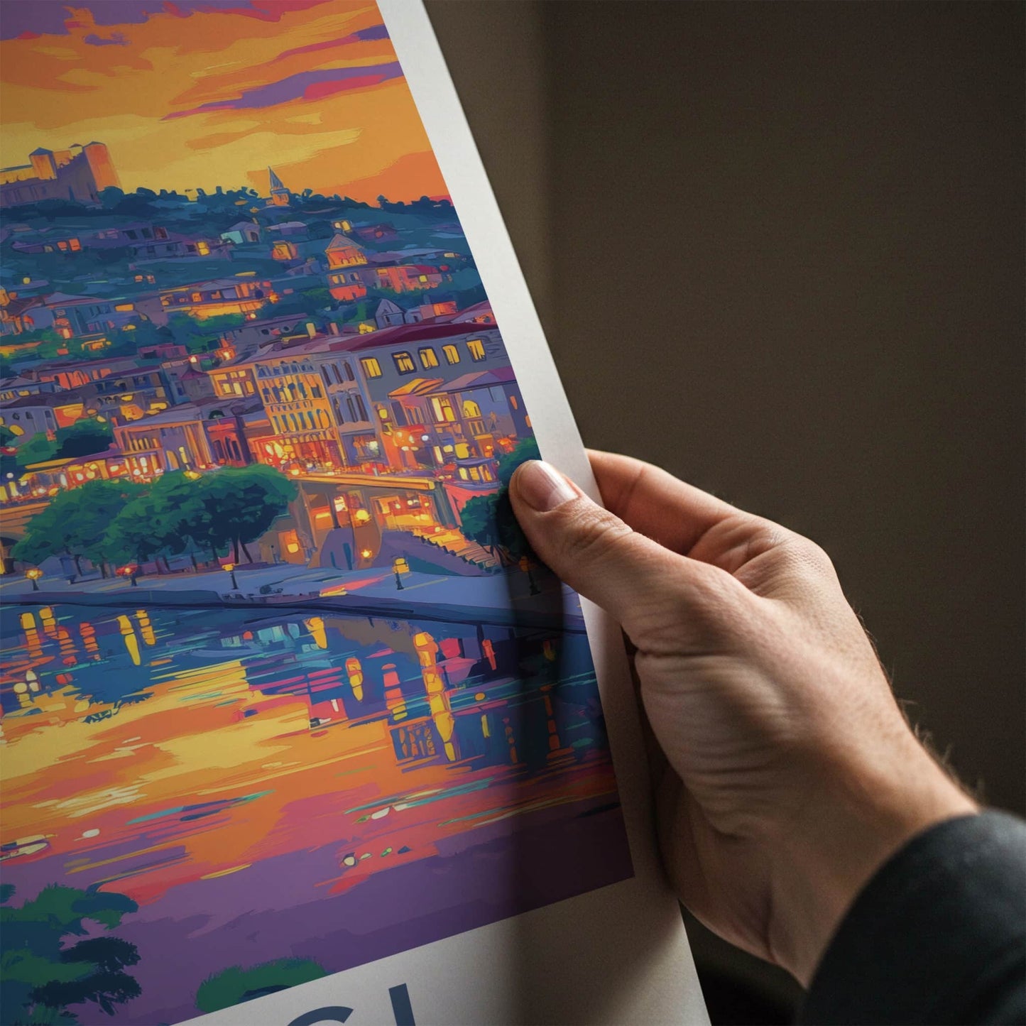 Tbilisi Poster - Georgia Travel Art - Vibrant Cityscape Sunset Home Decor