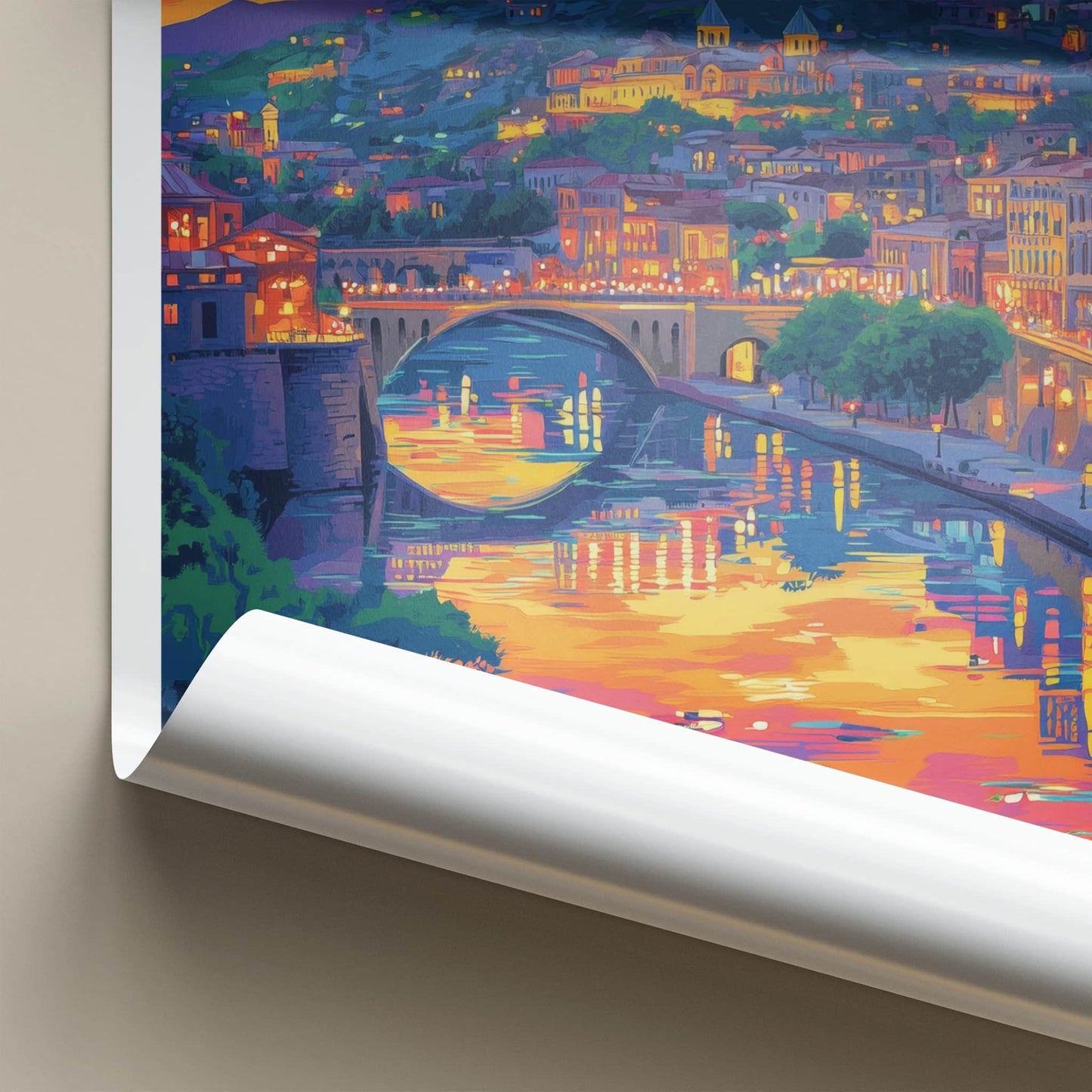 Tbilisi Poster - Georgia Travel Art - Vibrant Cityscape Sunset Home Decor