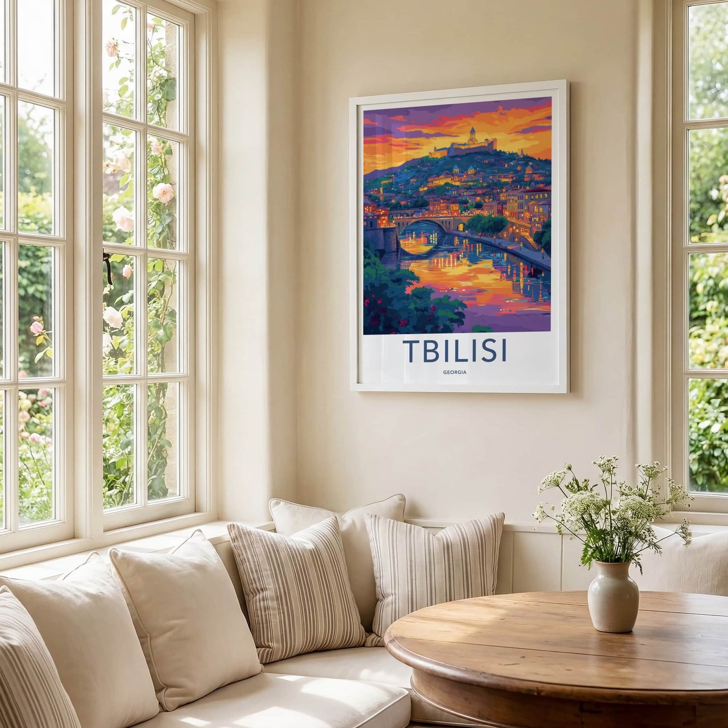 Tbilisi Poster - Georgia Travel Art - Vibrant Cityscape Sunset Home Decor