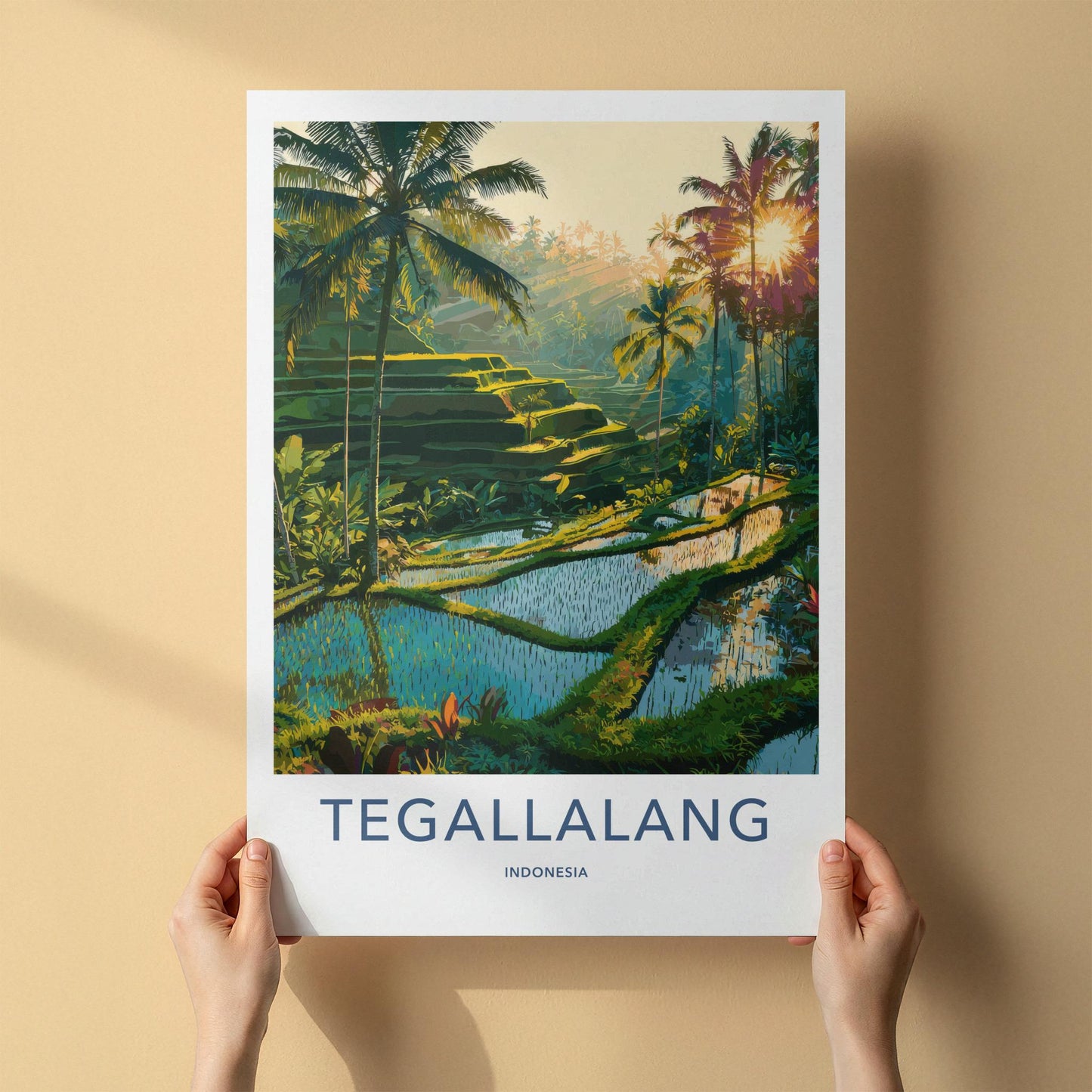 Tegalalang Poster - Indonesia Travel Art - Lush Palm Terraces Home Decor