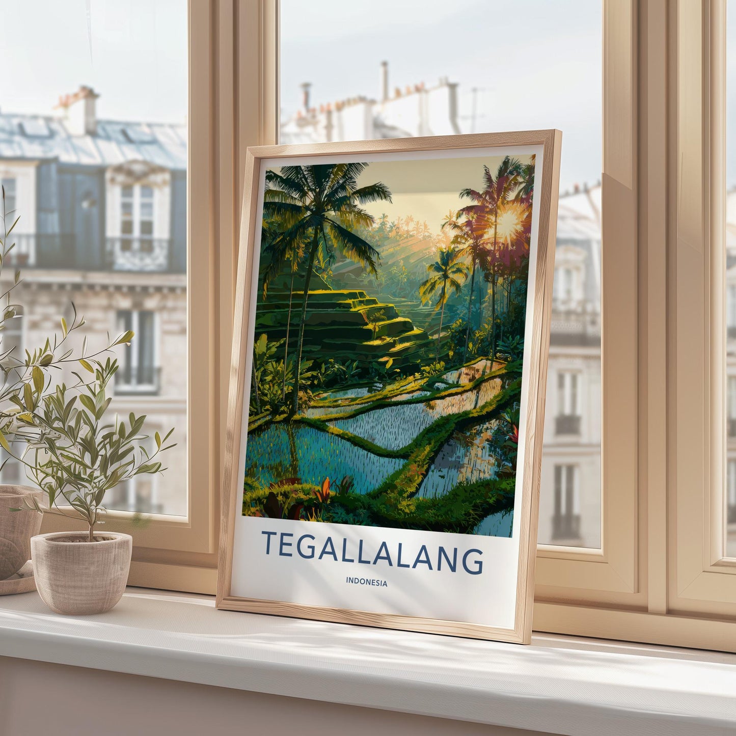 Tegalalang Poster - Indonesia Travel Art - Lush Palm Terraces Home Decor