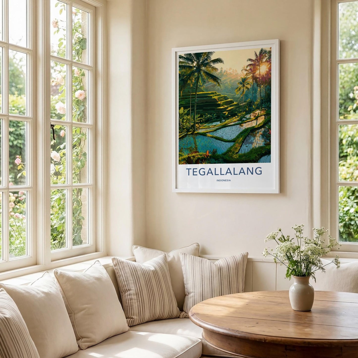 Tegalalang Poster - Indonesia Travel Art - Lush Palm Terraces Home Decor