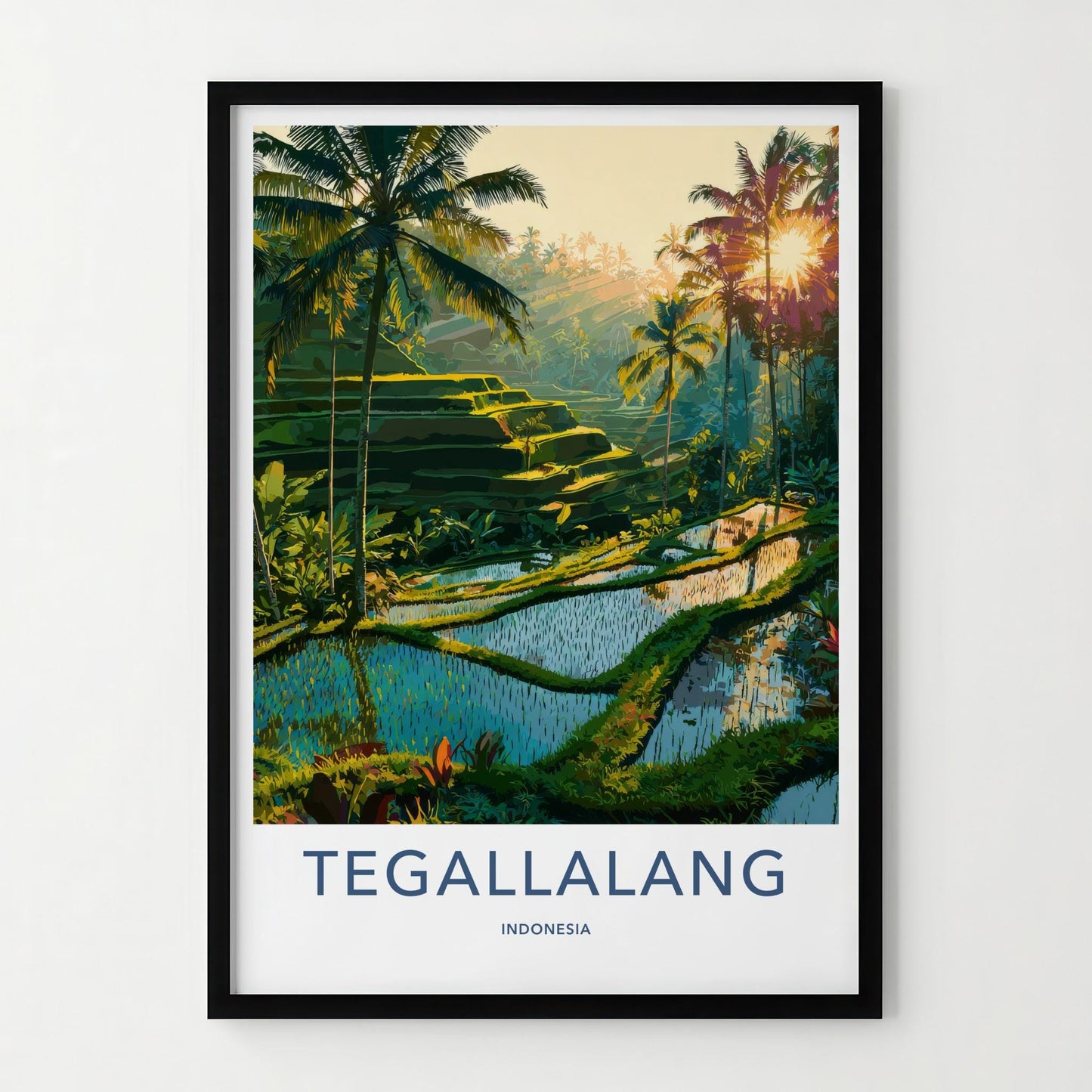 Tegalalang Poster - Indonesia Travel Art - Lush Palm Terraces Home Decor