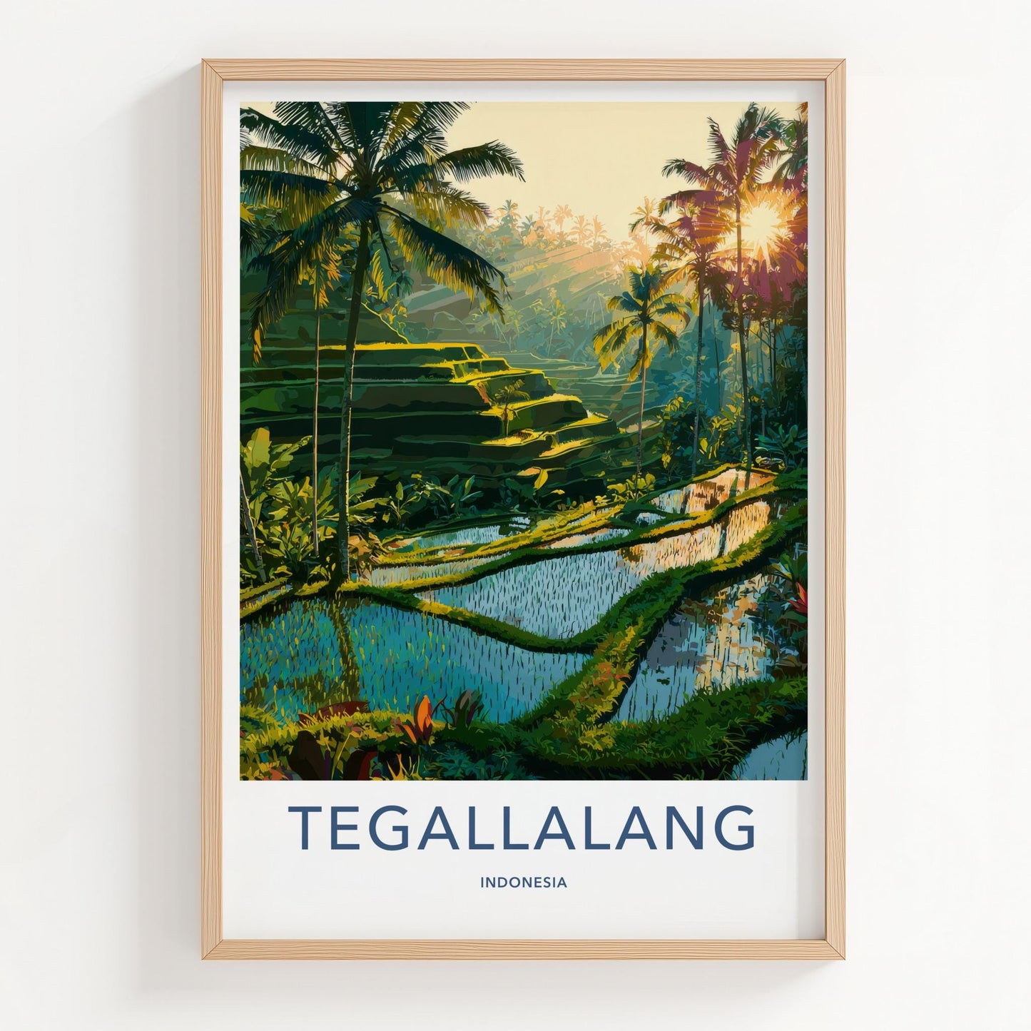 Tegalalang Poster - Indonesia Travel Art - Lush Palm Terraces Home Decor