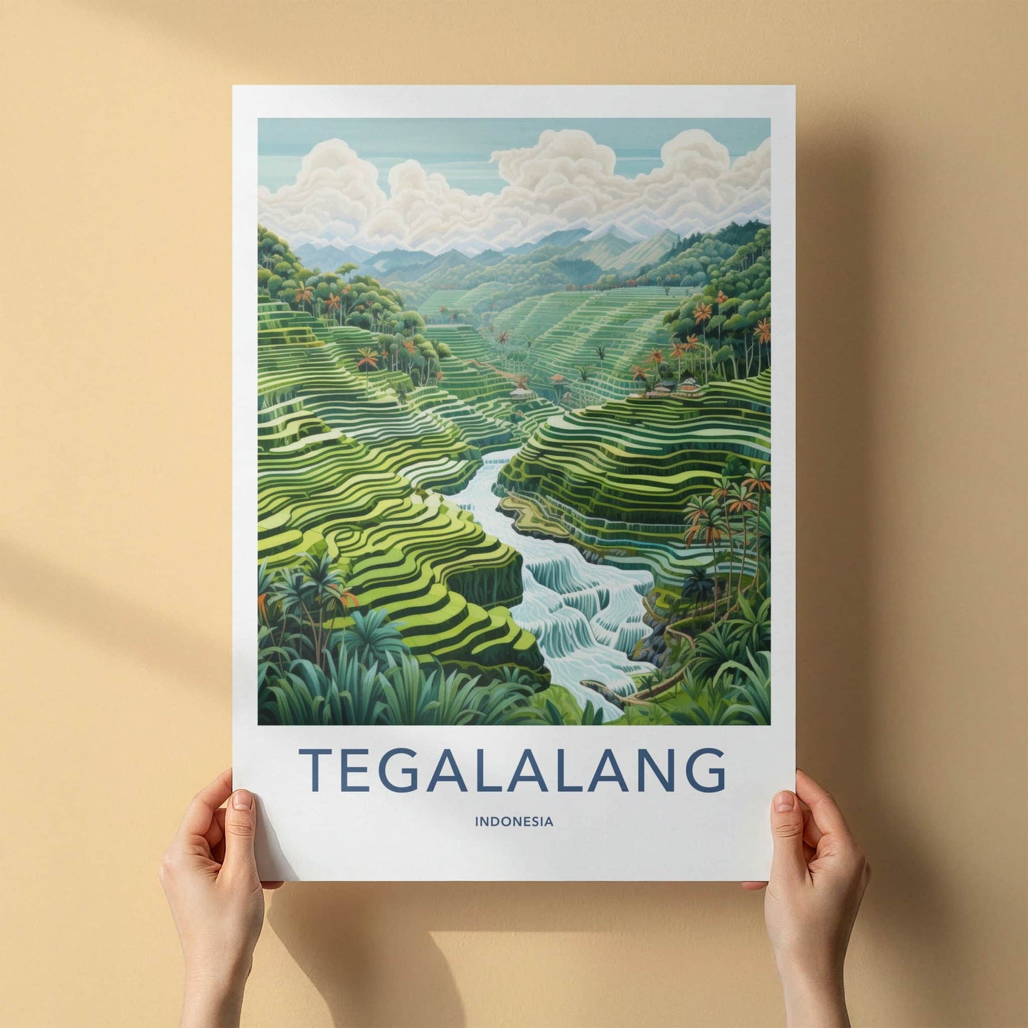 Tegalalang Poster - Indonesia Travel Art - Lush Rice Terraces Home Decor