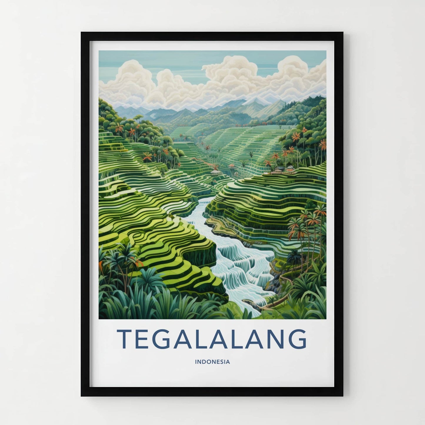 Tegalalang Poster - Indonesia Travel Art - Lush Rice Terraces Home Decor