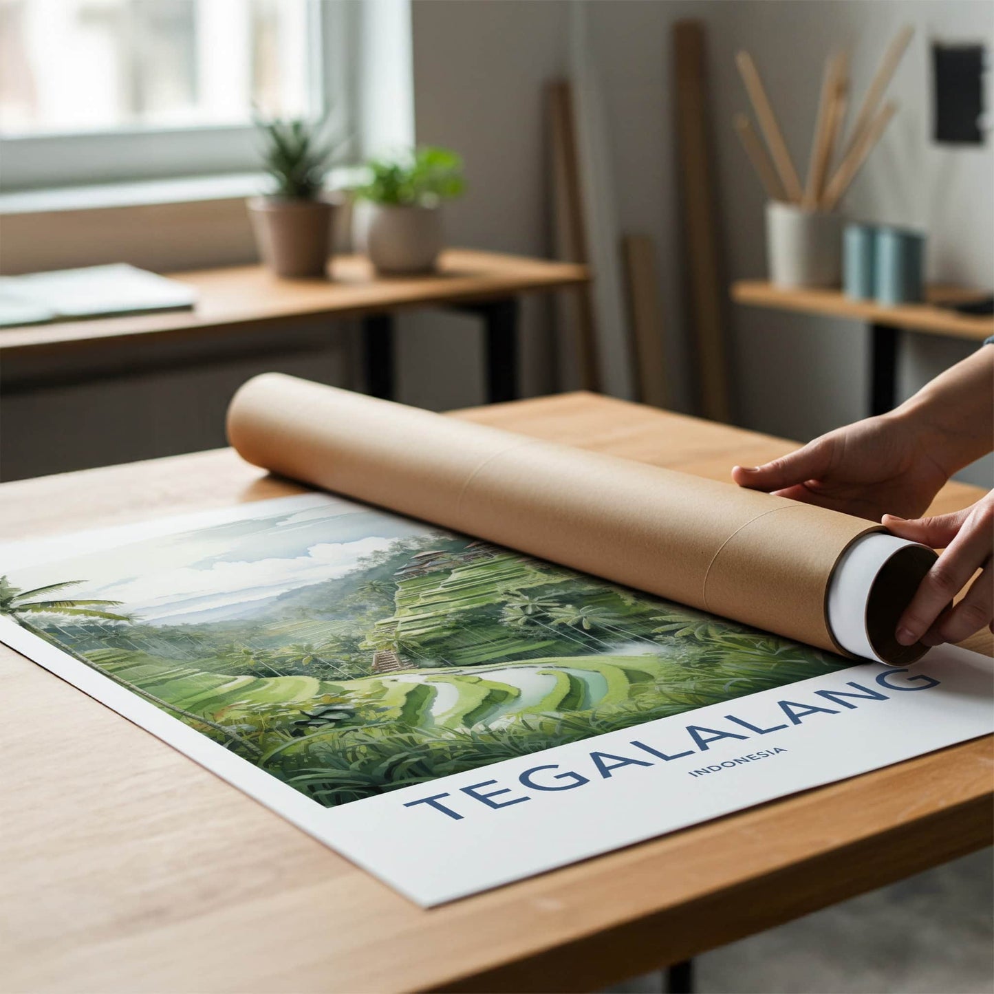 TEGALALANG Poster - Indonesia Travel Art - Lush Valley Terraces Home Decor