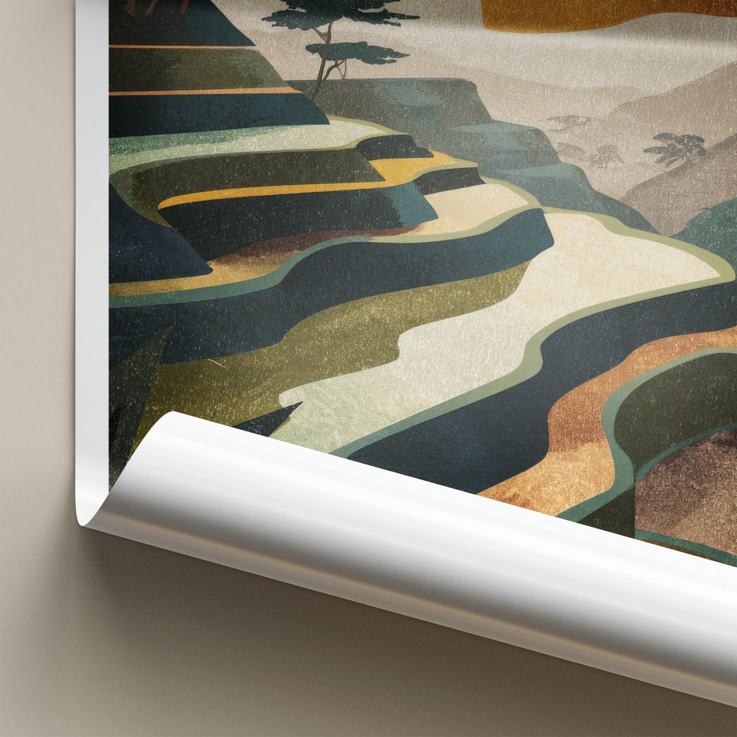Tegallalang Poster - Indonesia Travel Art - Terraced Fields Sunset Home Decor