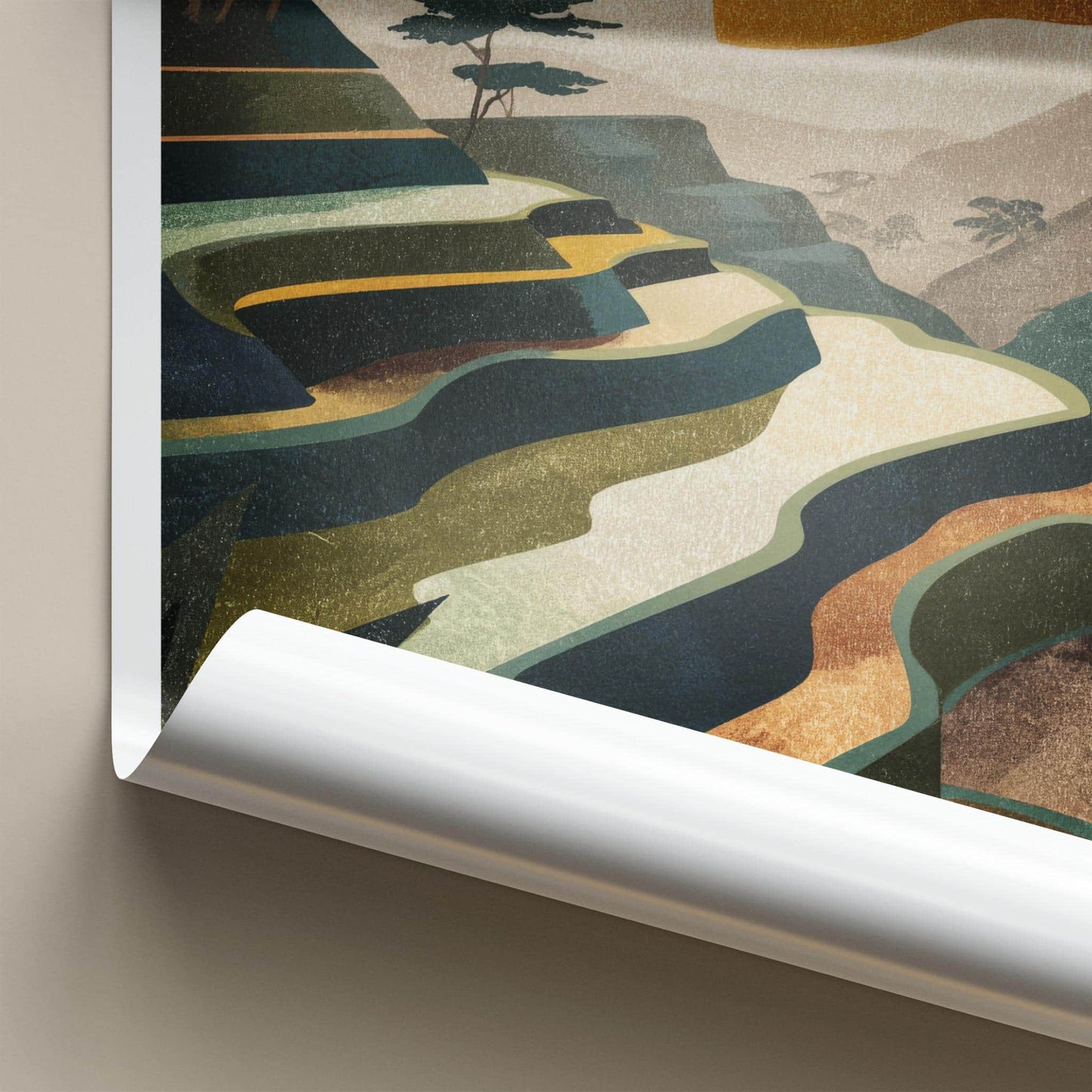 Tegallalang Poster - Indonesia Travel Art - Terraced Fields Sunset Home Decor