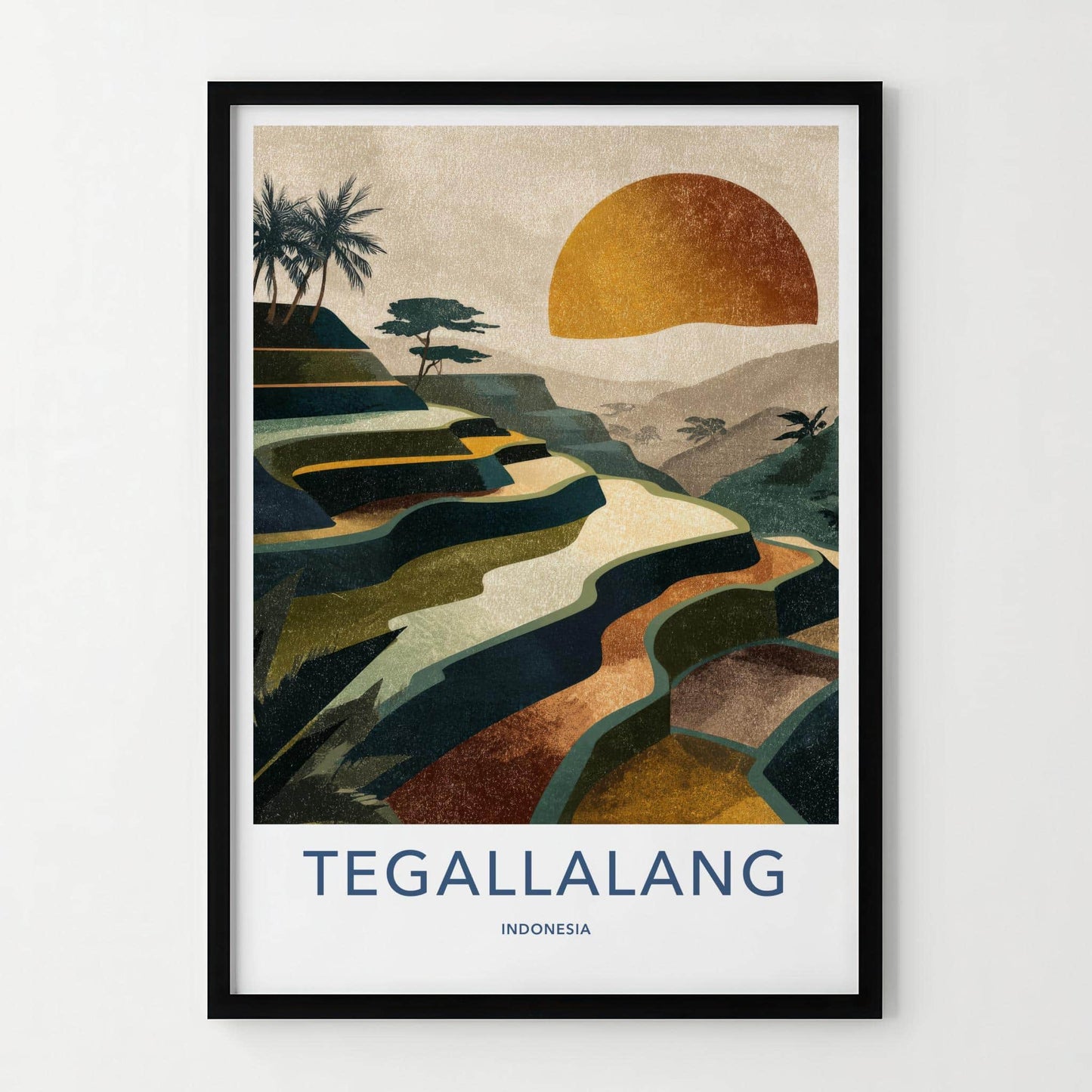 Tegallalang Poster - Indonesia Travel Art - Terraced Fields Sunset Home Decor