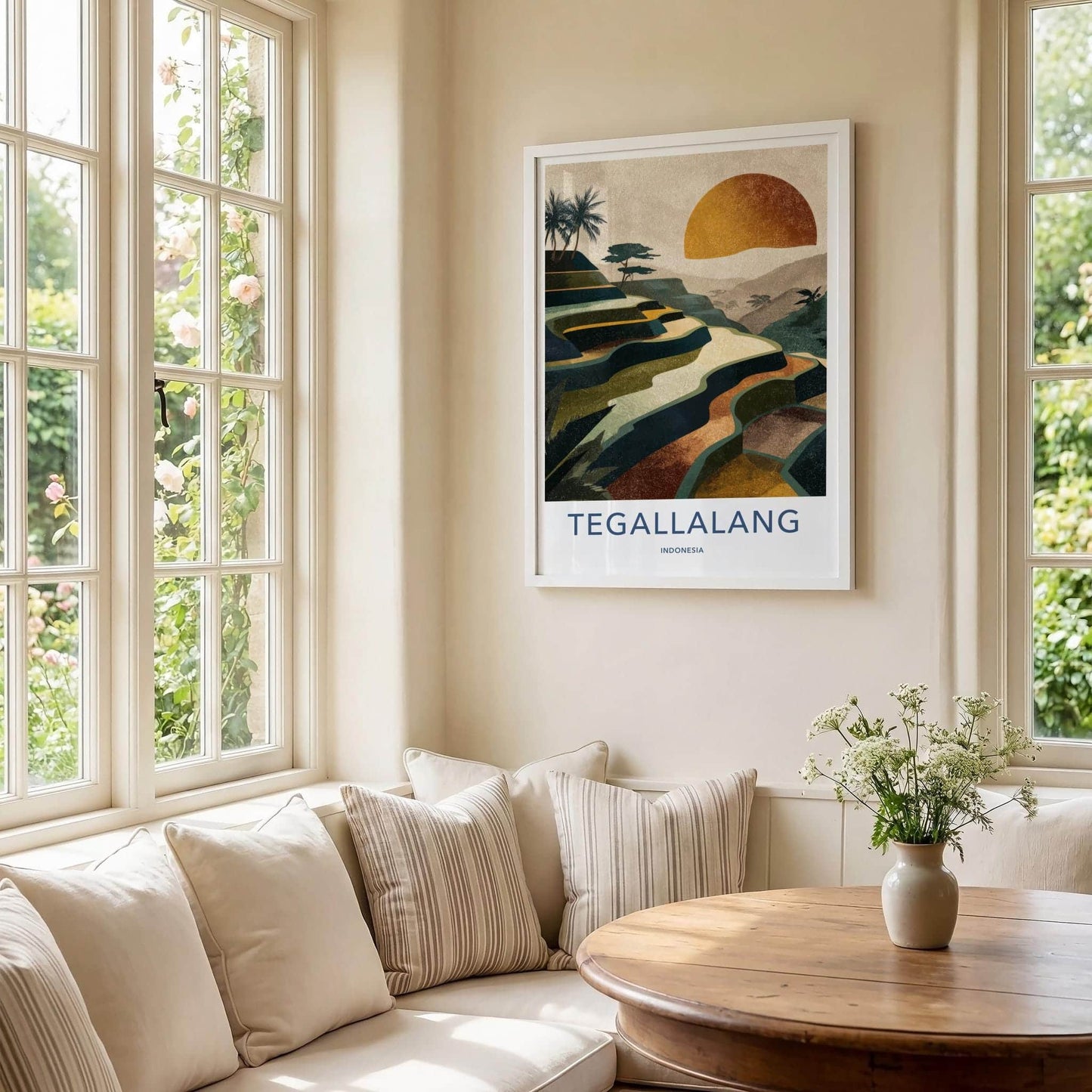 Tegallalang Poster - Indonesia Travel Art - Terraced Fields Sunset Home Decor