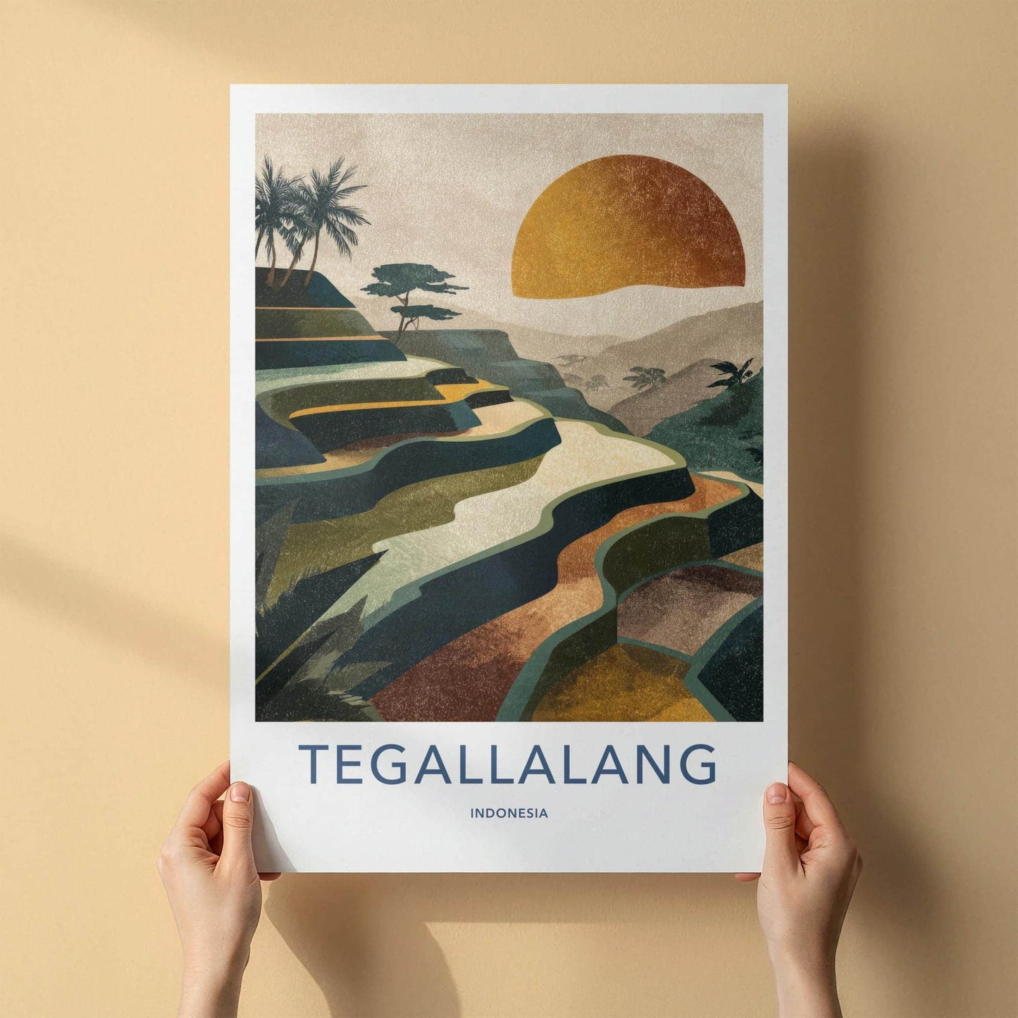Tegallalang Poster - Indonesia Travel Art - Terraced Fields Sunset Home Decor