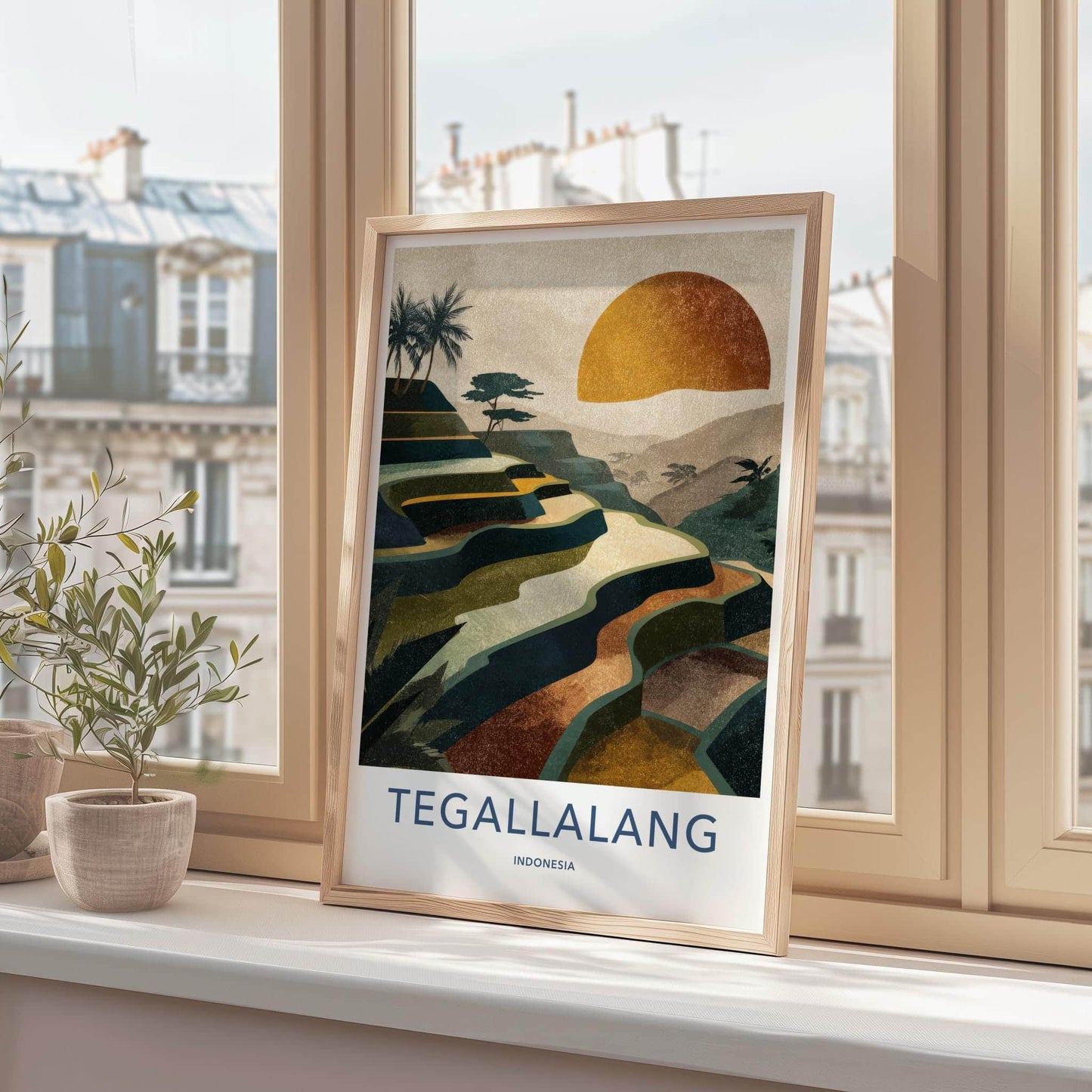 Tegallalang Poster - Indonesia Travel Art - Terraced Fields Sunset Home Decor