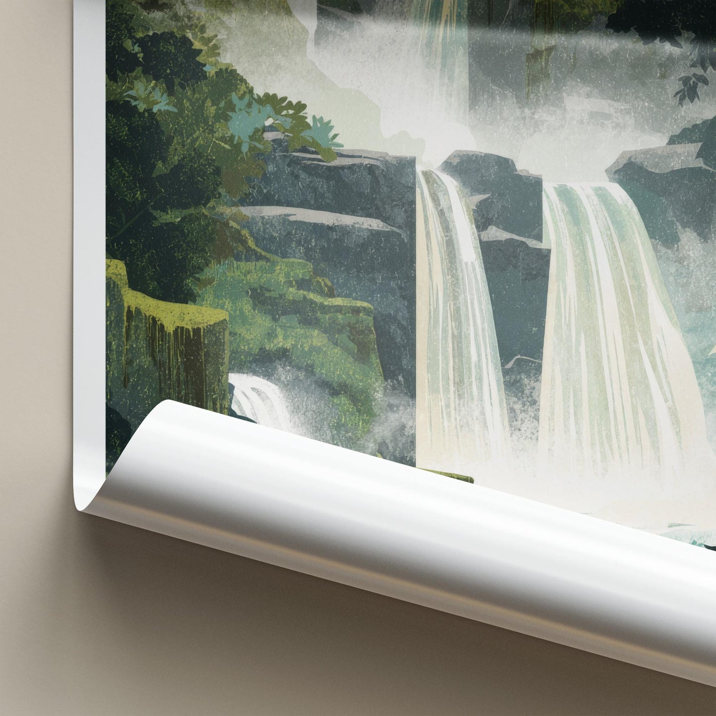 Tegenungan Poster - Indonesia Travel Art - Tropical Tiered Waterfalls Wall Decor