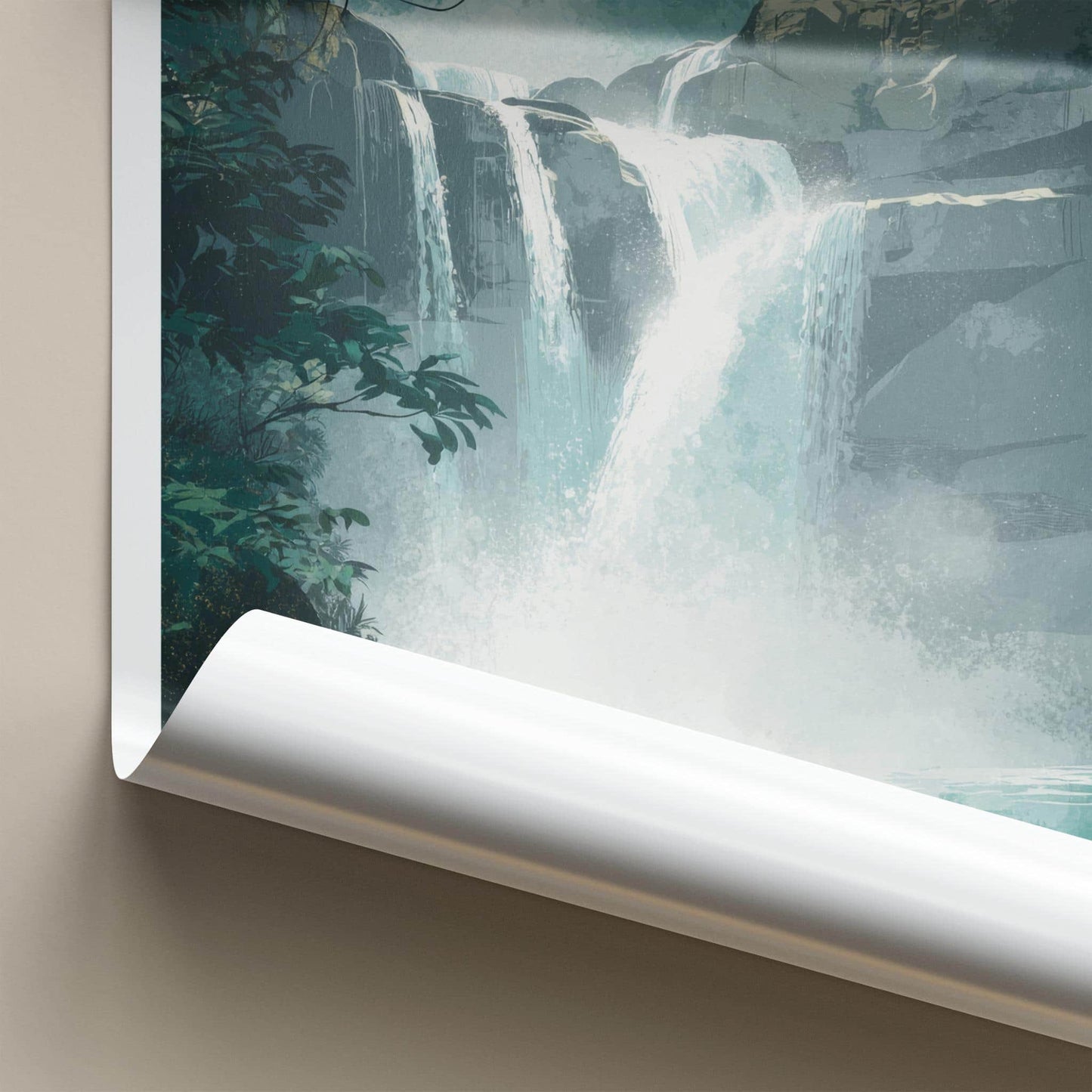 Tegenungan Poster - Indonesia Wall Art - Cascading Waterfalls Rocks Gift