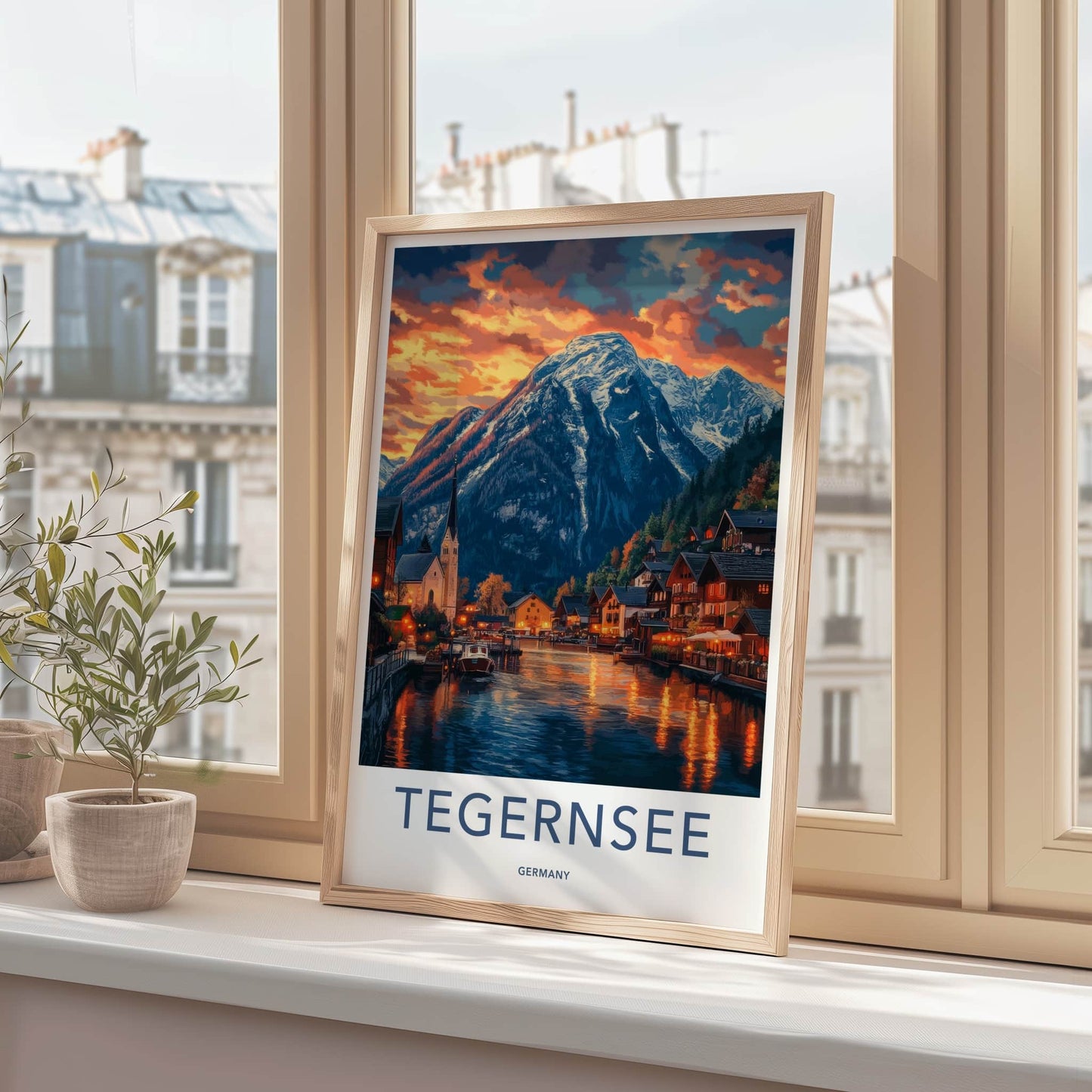 Tegernsee Poster - Germany Travel Art - Evening Village Reflections Home Decor
