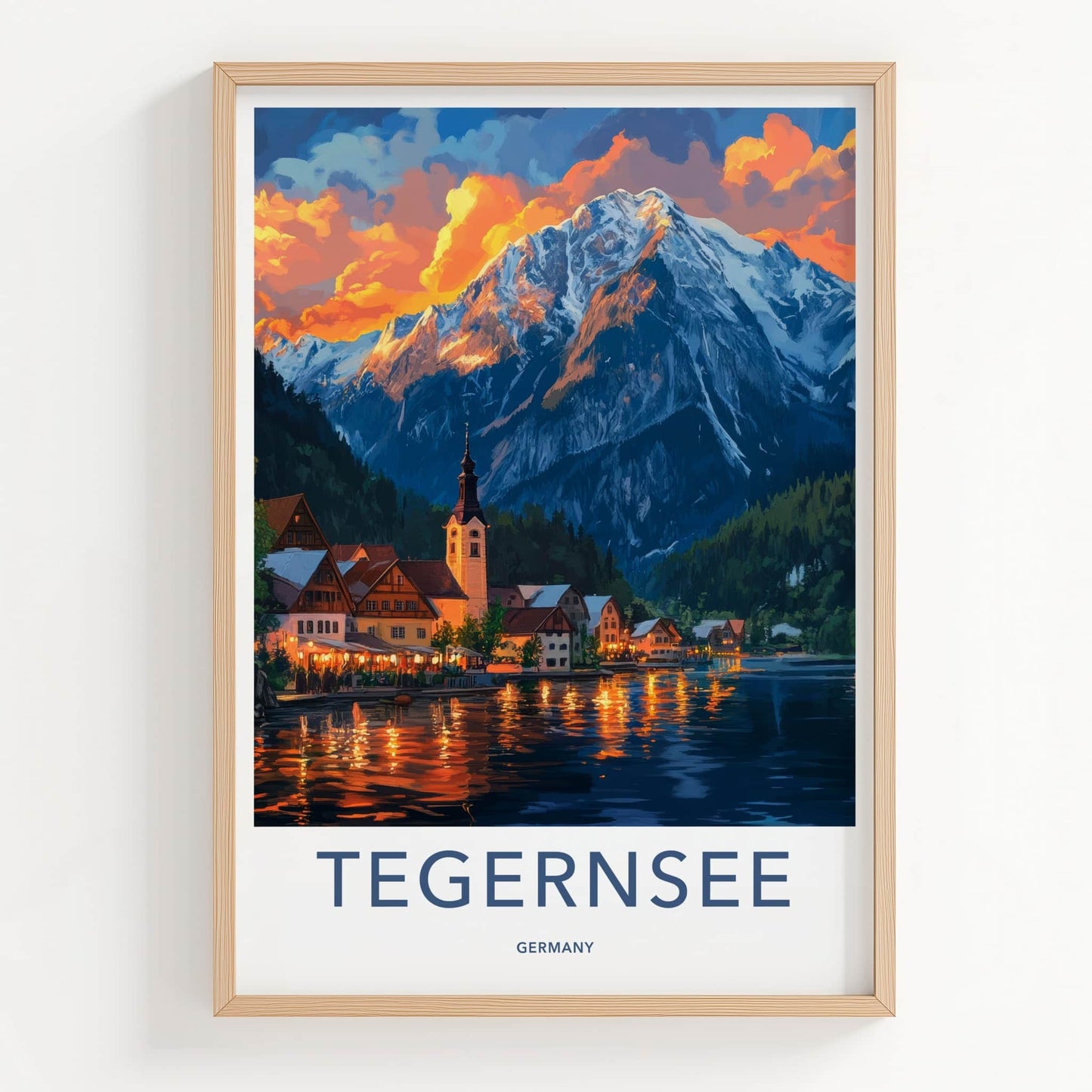 Tegernsee Poster - Germany Travel Art - Mountain Lakeside Village Home Decor