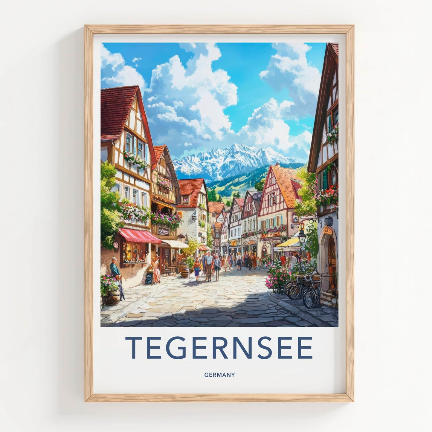 Tegernsee Poster - Germany Wall Art - Mountain Town Lane Home Decor