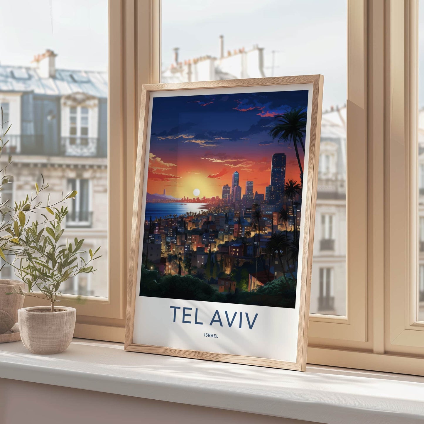 Tel Aviv Poster - Israel Travel Art - Vibrant City Evening Home Decor